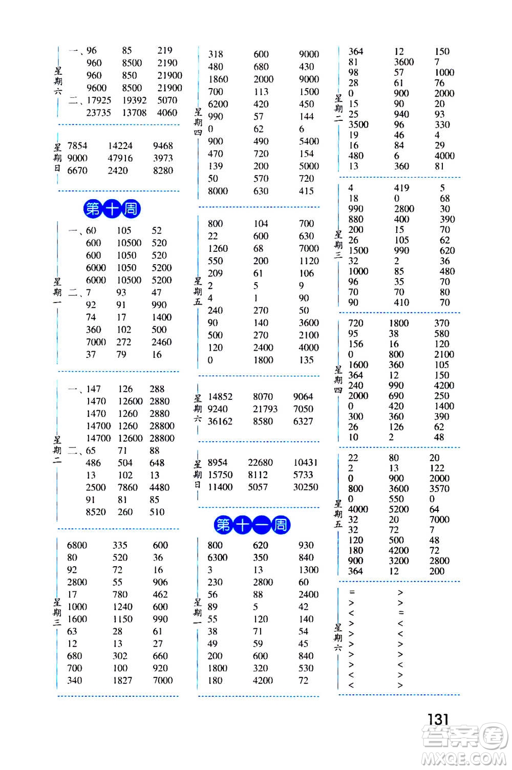 2020年經(jīng)綸學典口算達人四年級數(shù)學上冊RJ人教版答案