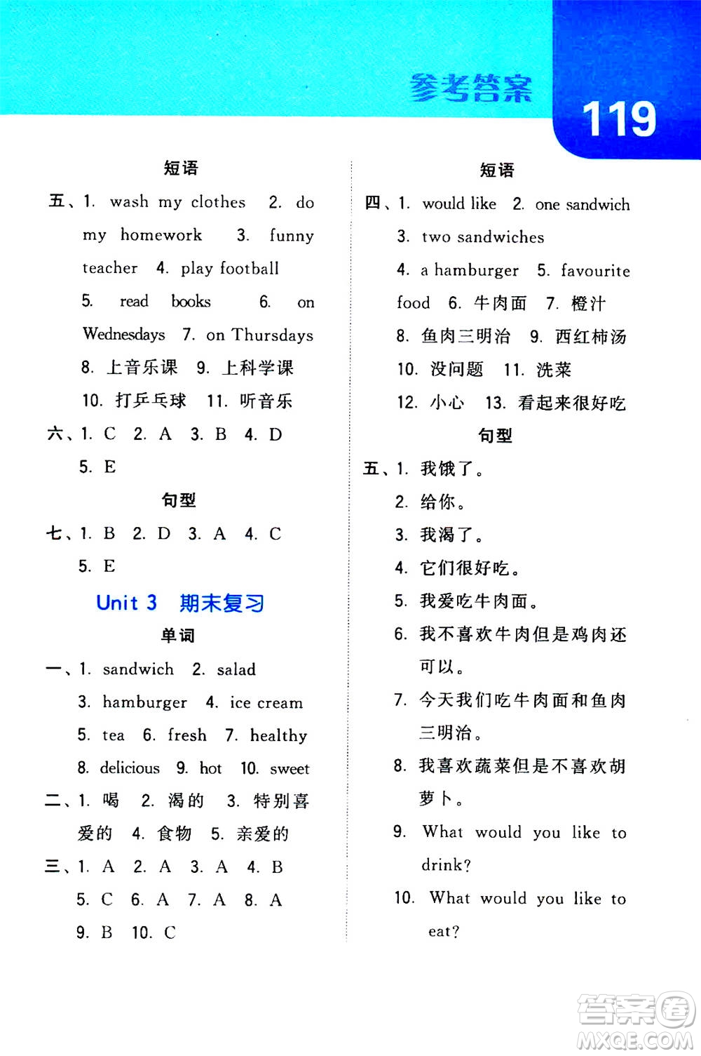 寧夏人民教育出版社2020年經(jīng)綸學典默寫達人五年級上冊英語RJ人教版答案