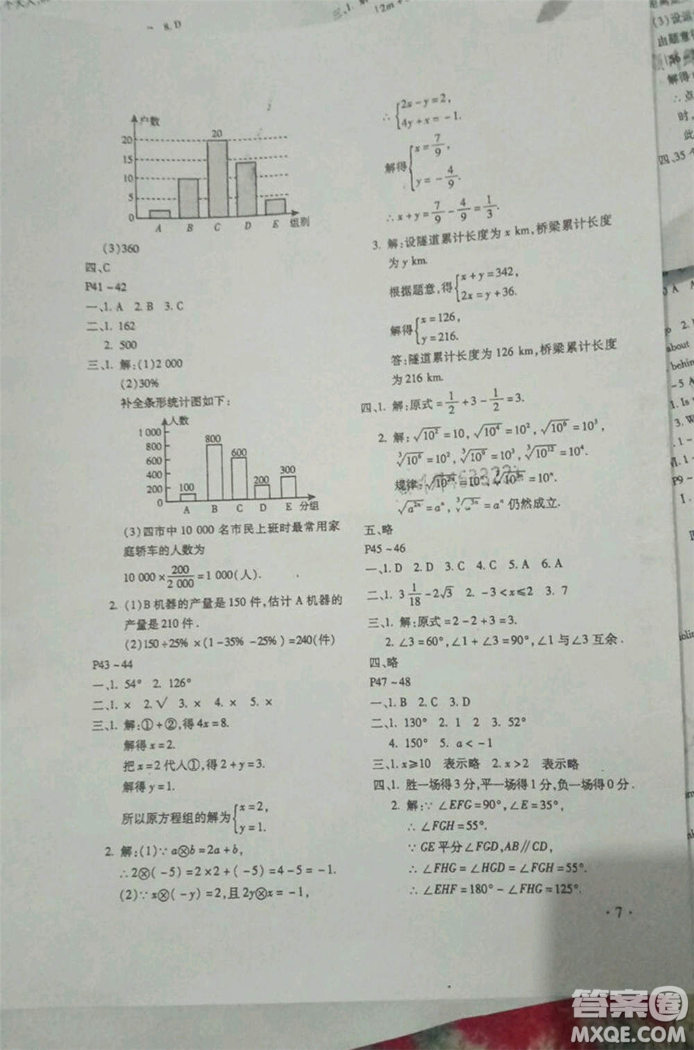 河北少年兒童出版社2019年暑假樂園七年級數(shù)學(xué)人教版參考答案