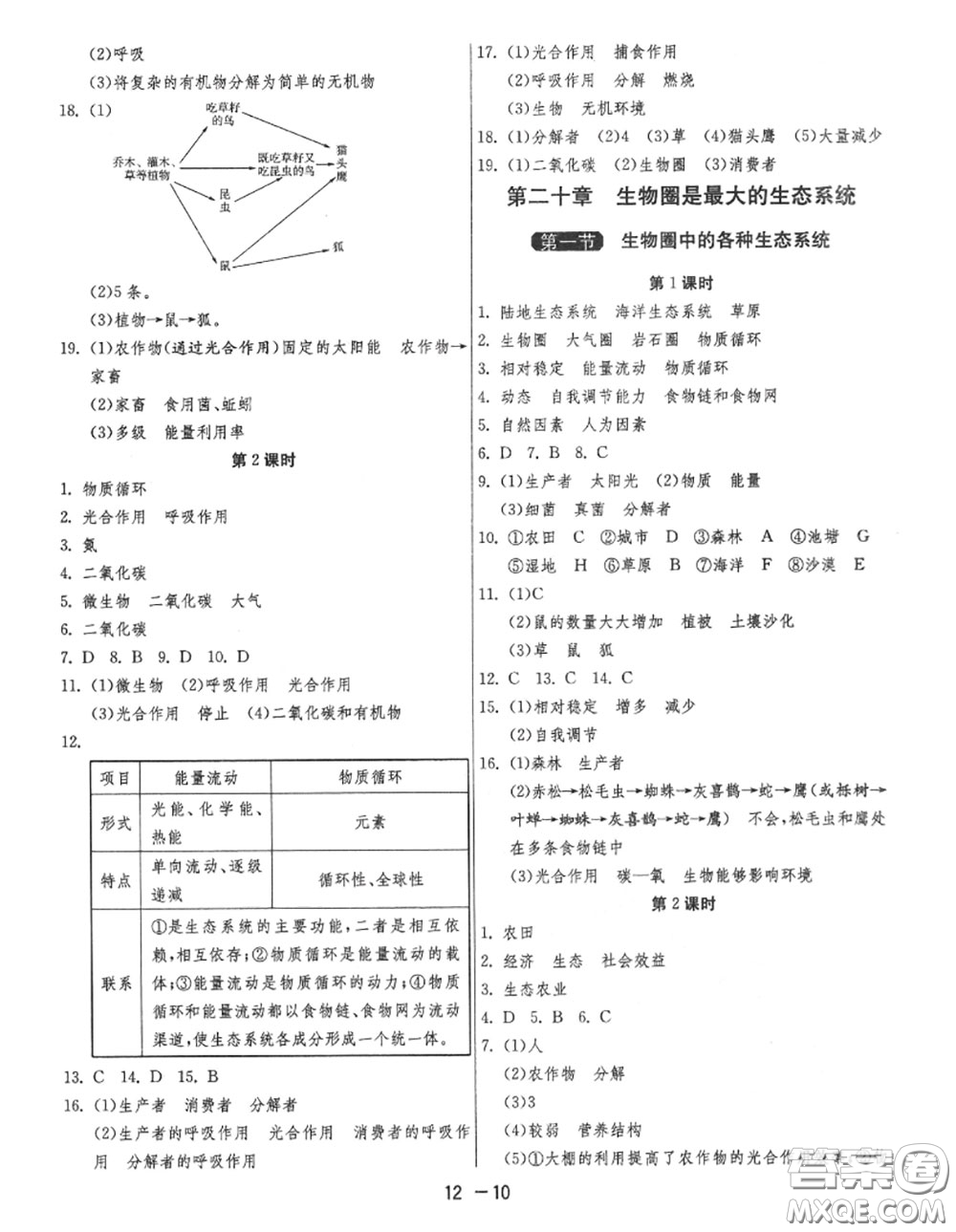 2020秋1課3練單元達(dá)標(biāo)測(cè)試八年級(jí)生物上冊(cè)蘇教版參考答案