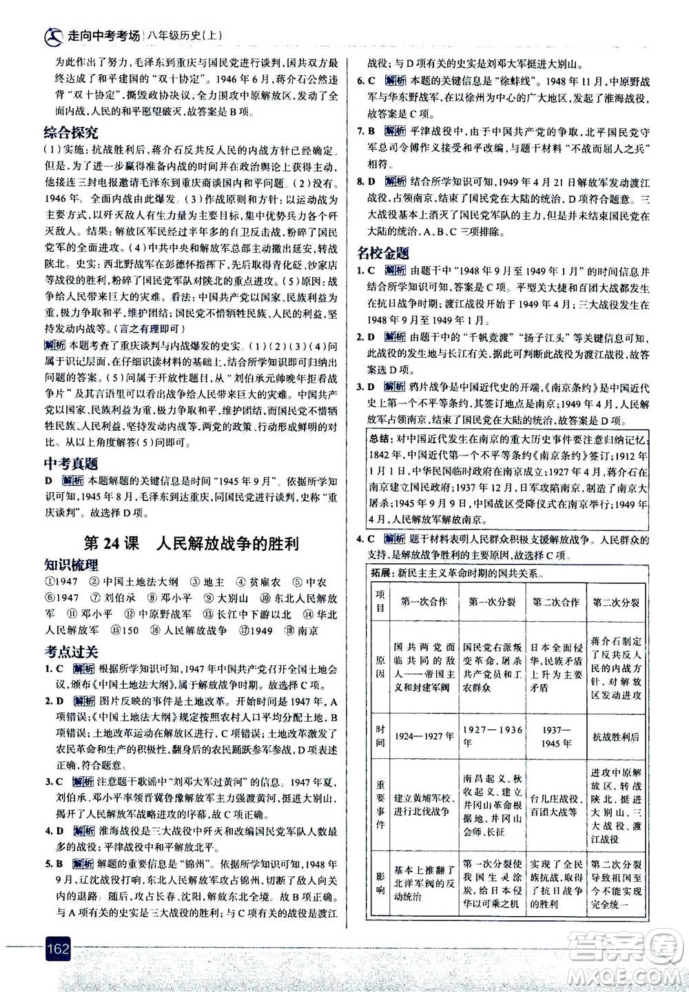 現(xiàn)代教育出版社2020年走進(jìn)中考考場(chǎng)八年級(jí)上冊(cè)歷史人教版答案