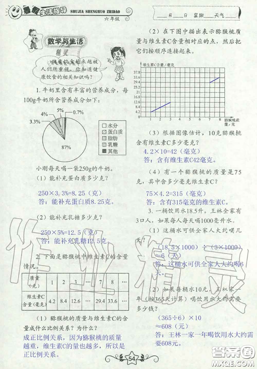 山東教育出版社2020暑假生活指導(dǎo)六年級(jí)通用版答案