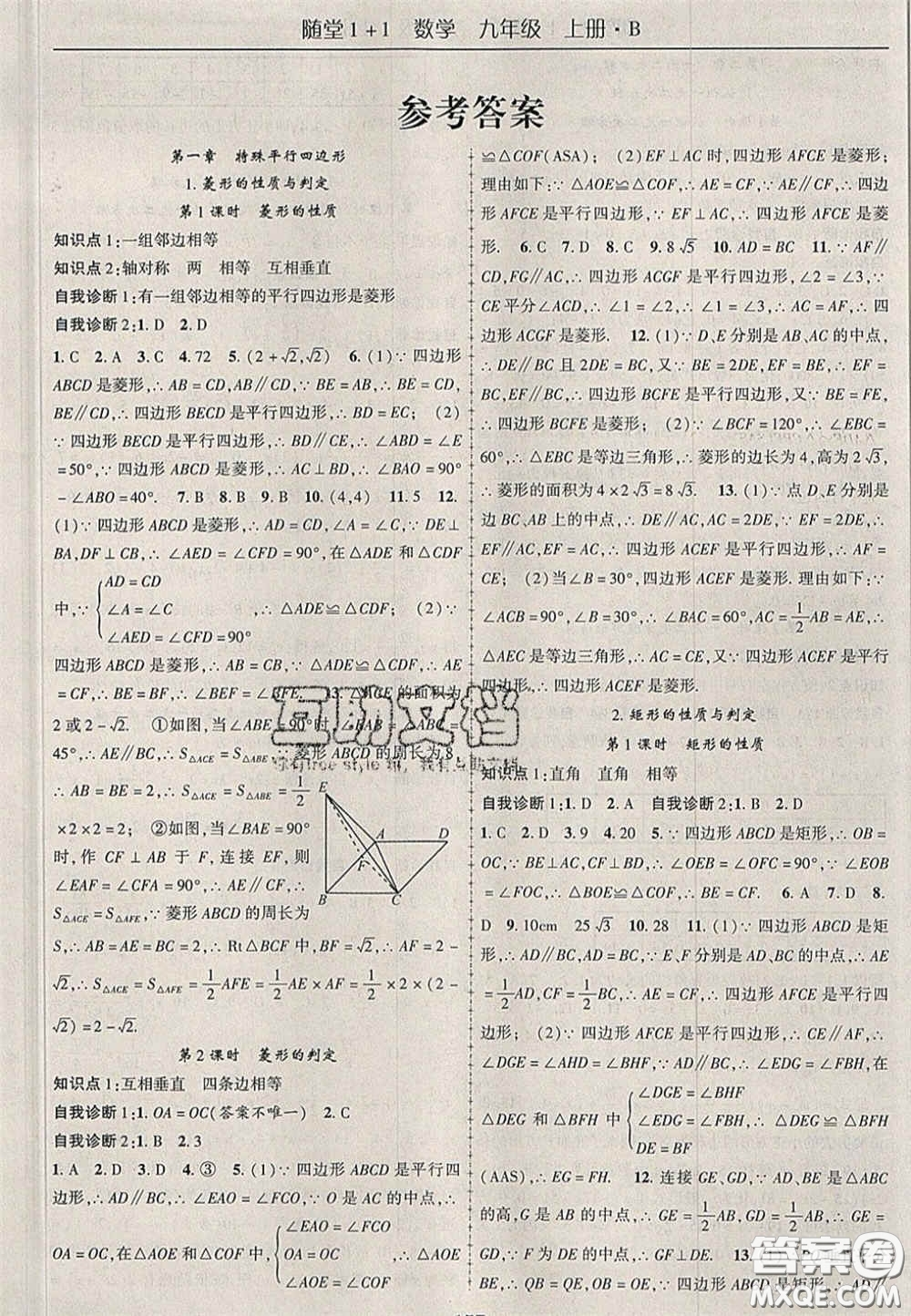 2020年隨堂1加1導練九年級數(shù)學上冊北師大版答案