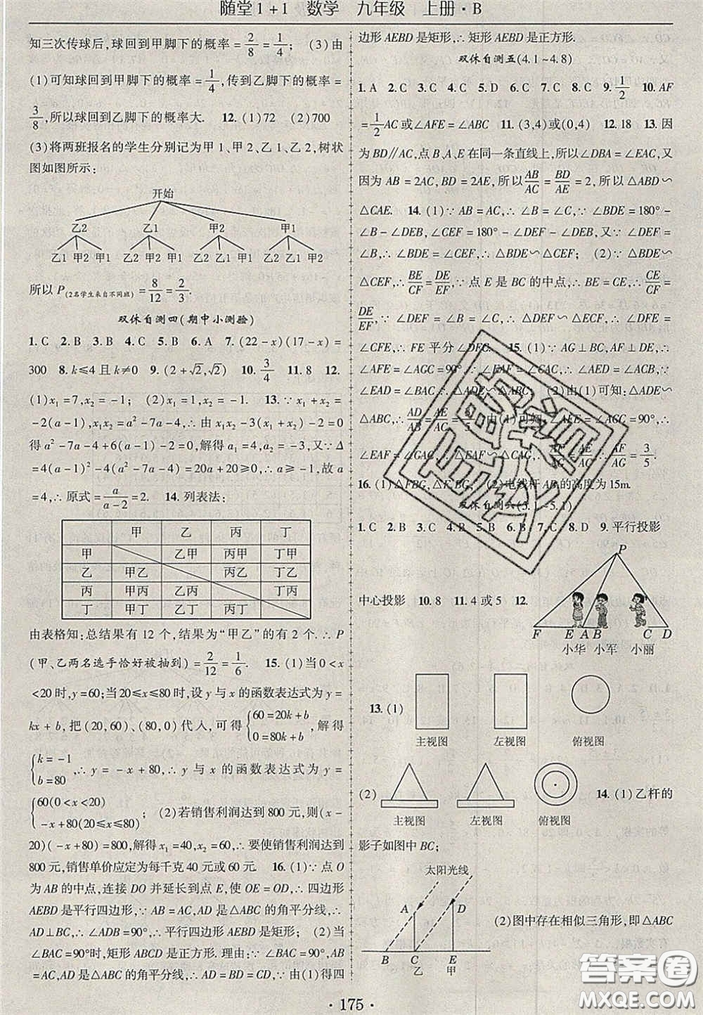 2020年隨堂1加1導練九年級數(shù)學上冊北師大版答案