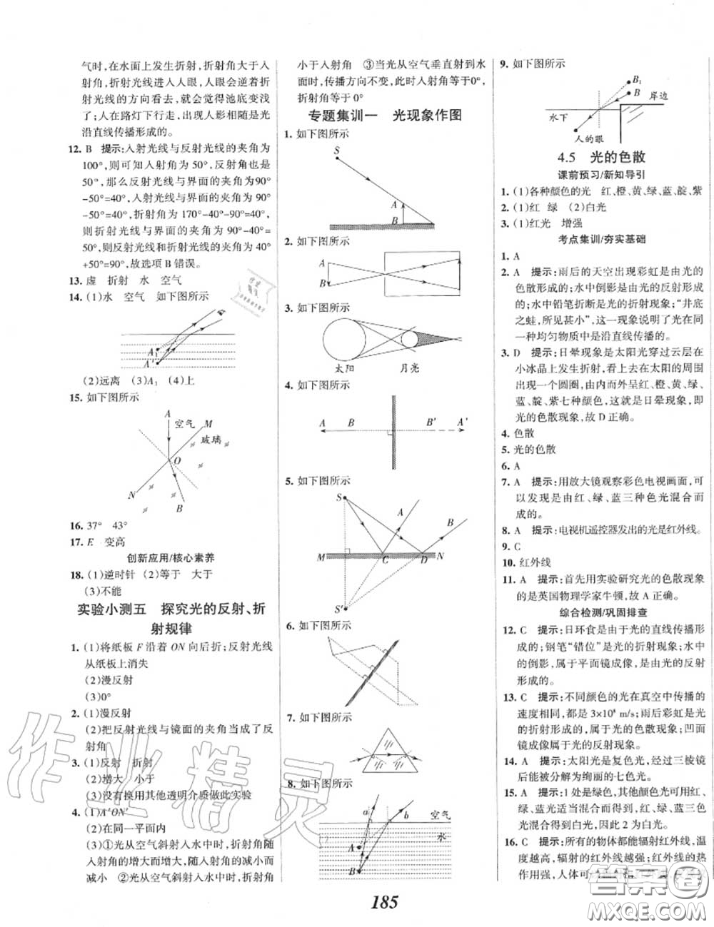 2020年秋全優(yōu)課堂考點集訓與滿分備考八年級物理上冊人教版答案