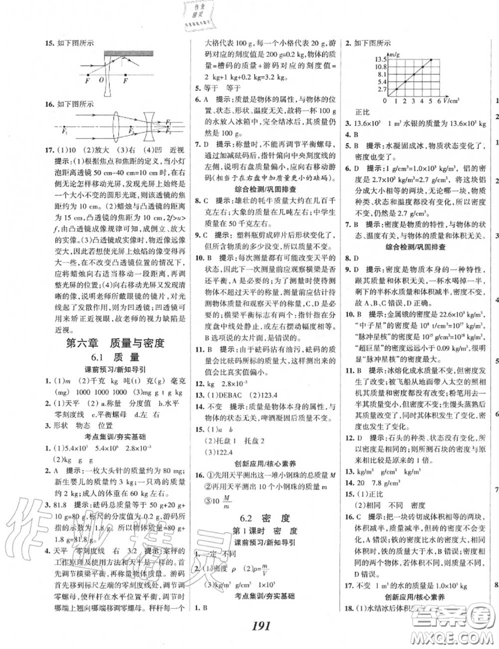 2020年秋全優(yōu)課堂考點集訓與滿分備考八年級物理上冊人教版答案