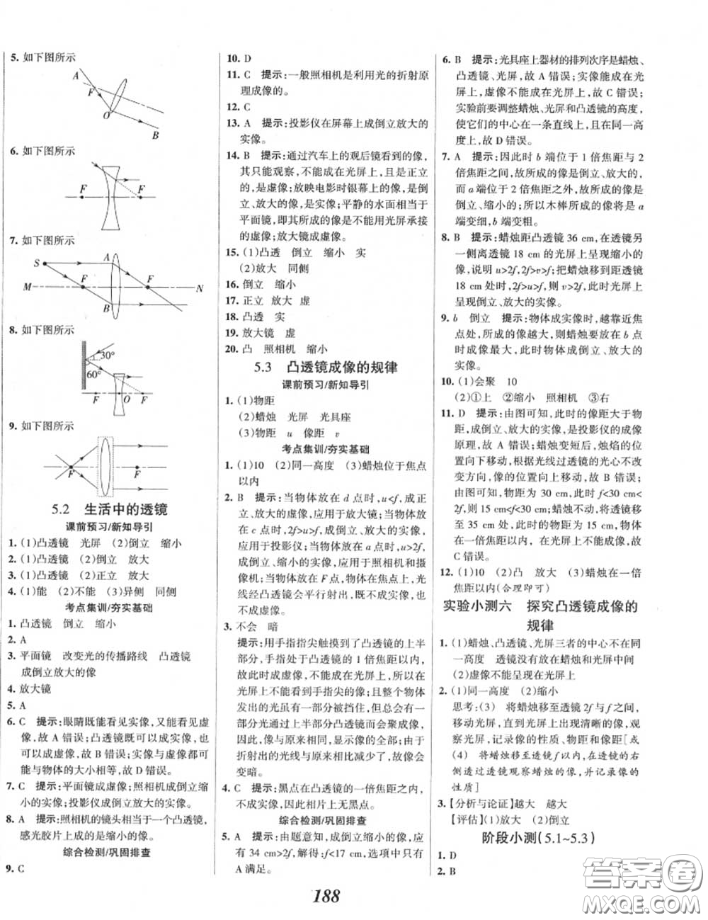 2020年秋全優(yōu)課堂考點集訓與滿分備考八年級物理上冊人教版答案