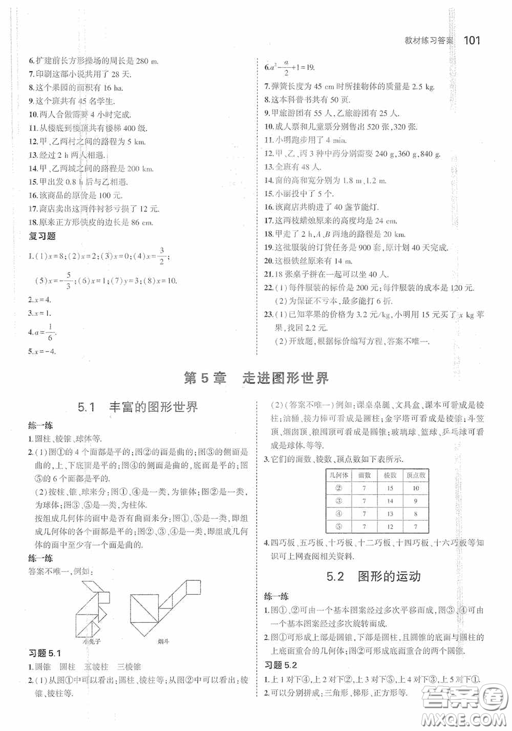 江蘇鳳凰科學(xué)技術(shù)出版社2020義務(wù)教育教科書(shū)七年級(jí)數(shù)學(xué)上冊(cè)課本習(xí)題答案蘇科版