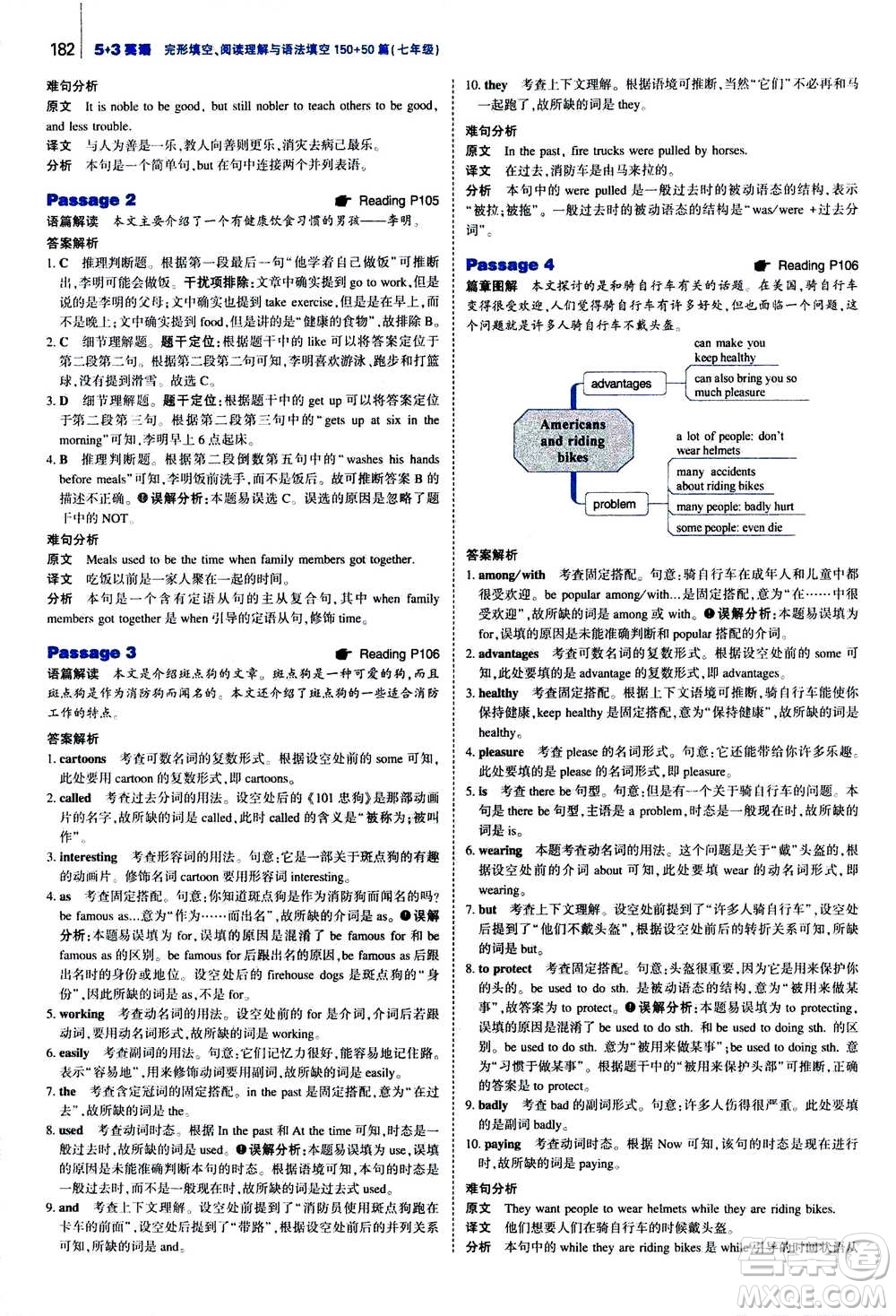 曲一線2021版53英語完形填空閱讀理解與語法填空七年級答案