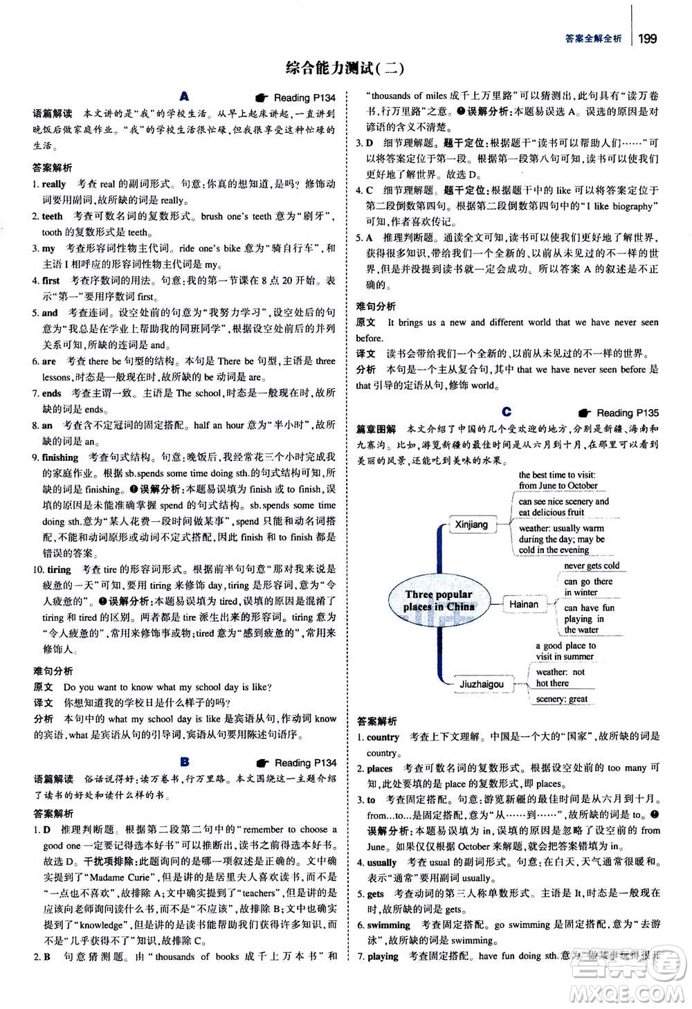 曲一線2021版53英語完形填空閱讀理解與語法填空七年級答案