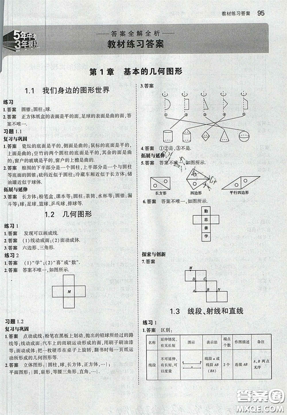 2020義務(wù)教育教科書七年級(jí)數(shù)學(xué)上冊(cè)青島版課后習(xí)題答案