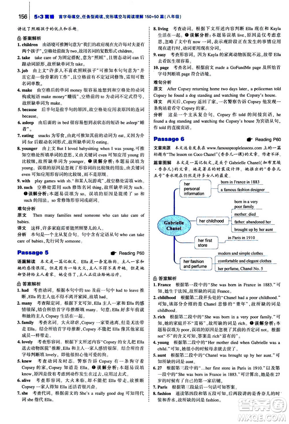 曲一線2020版53英語完形填空閱讀理解與語法填空八年級答案