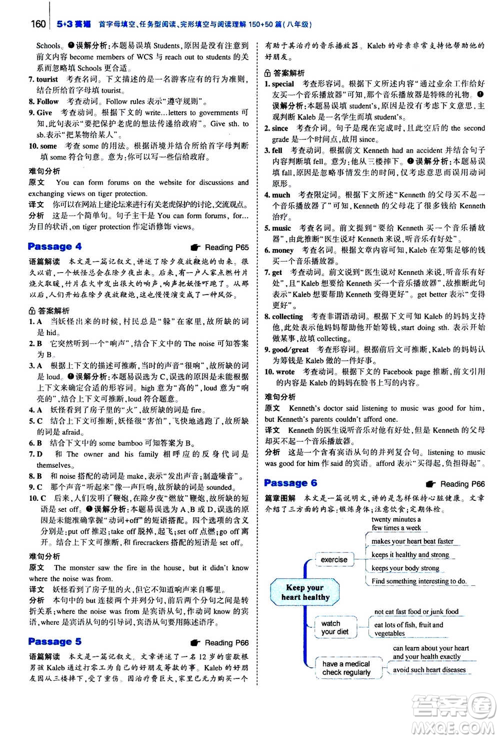 曲一線2020版53英語完形填空閱讀理解與語法填空八年級答案