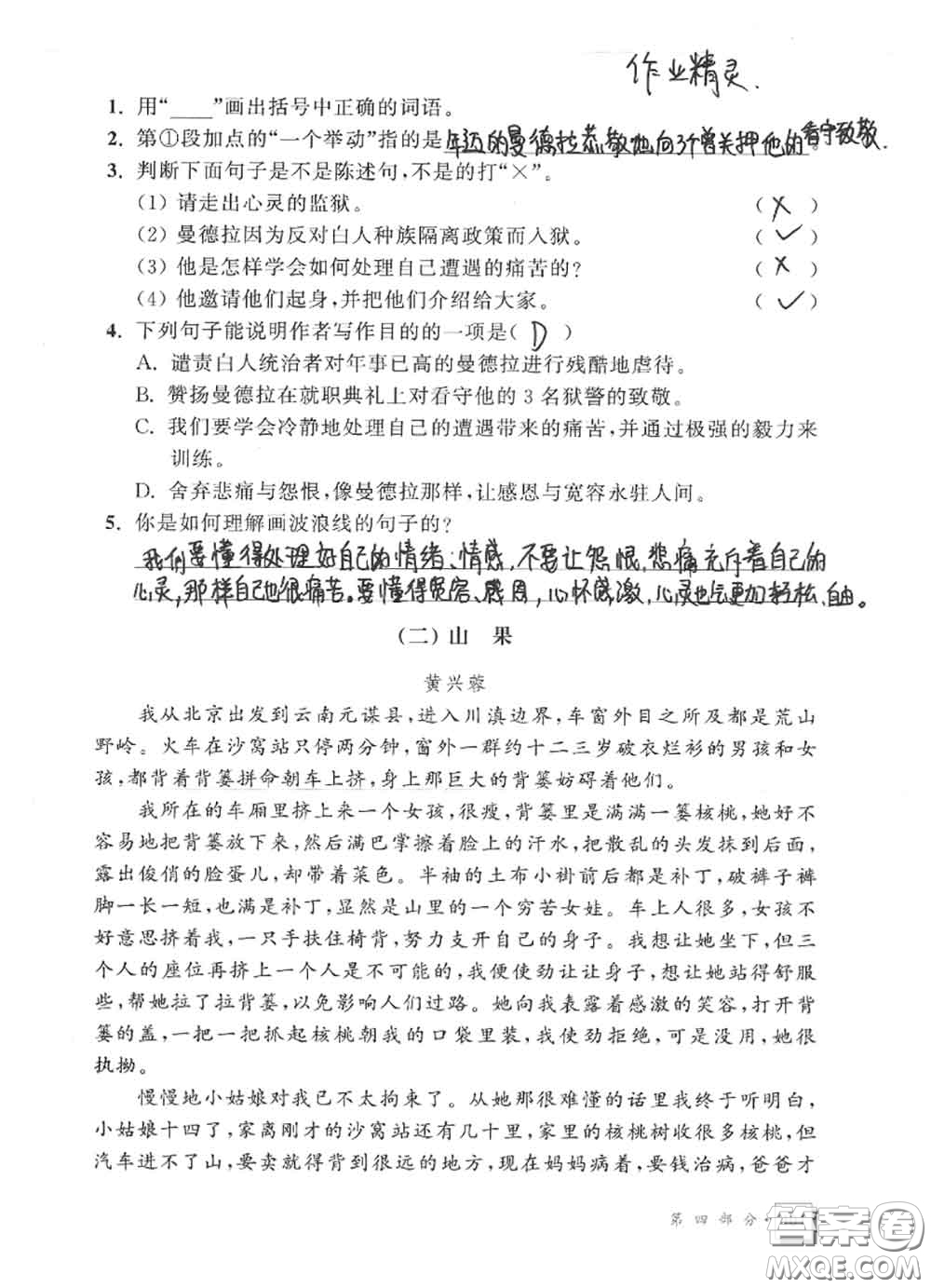 教育科學(xué)出版社2020暑假作業(yè)六年級合訂本通用版參考答案