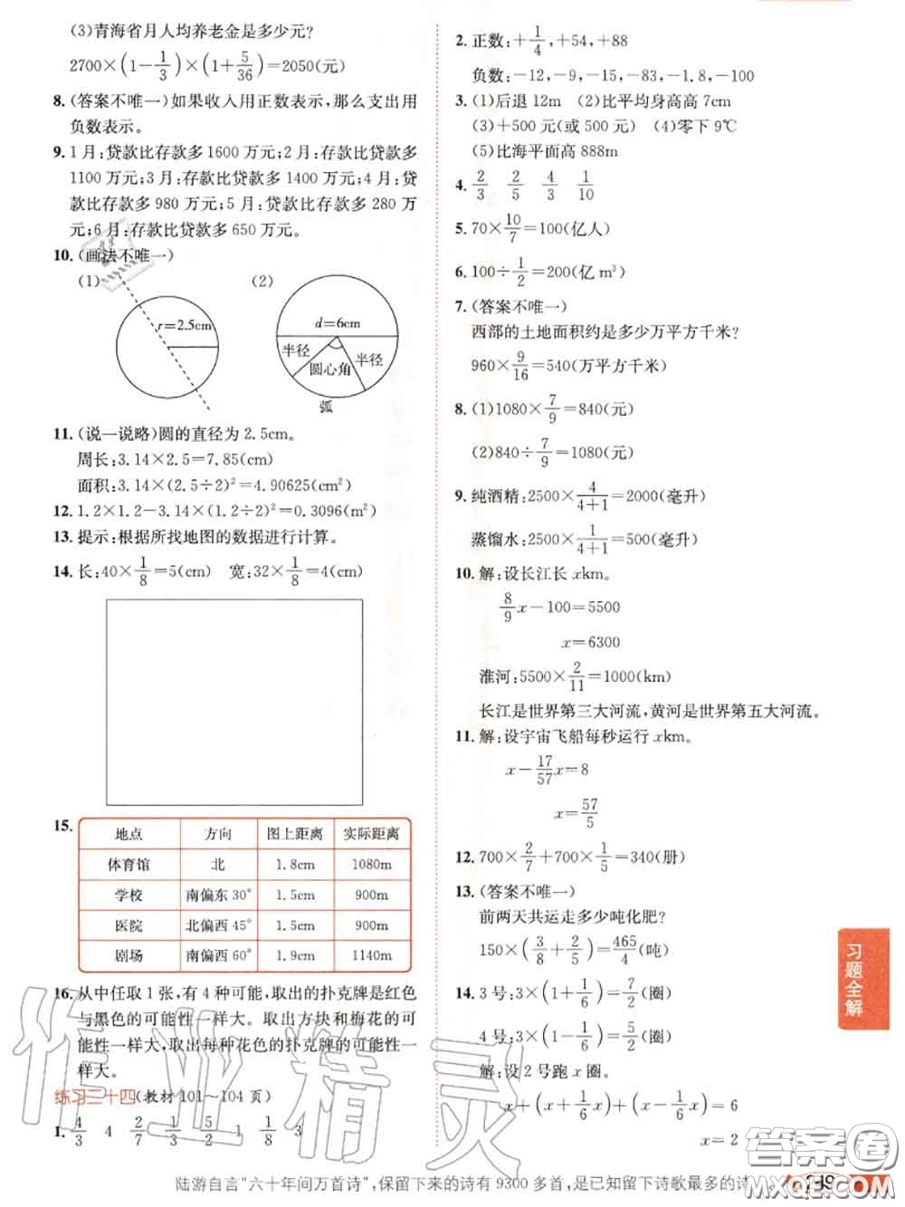 西南師范大學(xué)出版社2020年課本教材六年級(jí)數(shù)學(xué)西師版參考答案