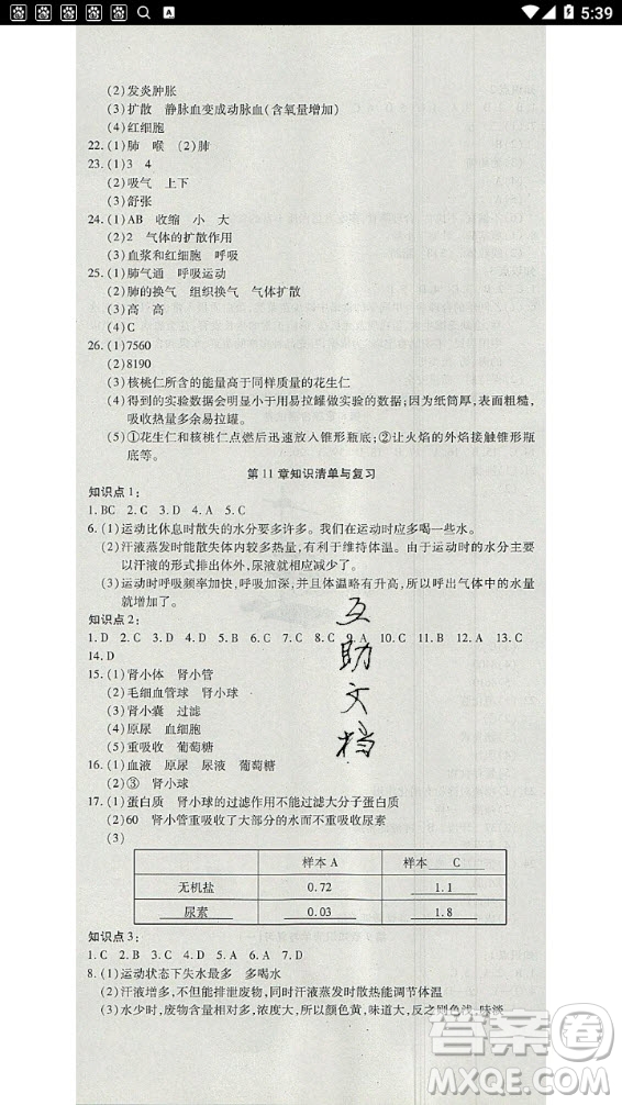 2020年金狀元提優(yōu)好卷七年級(jí)下冊(cè)生物北師大版答案