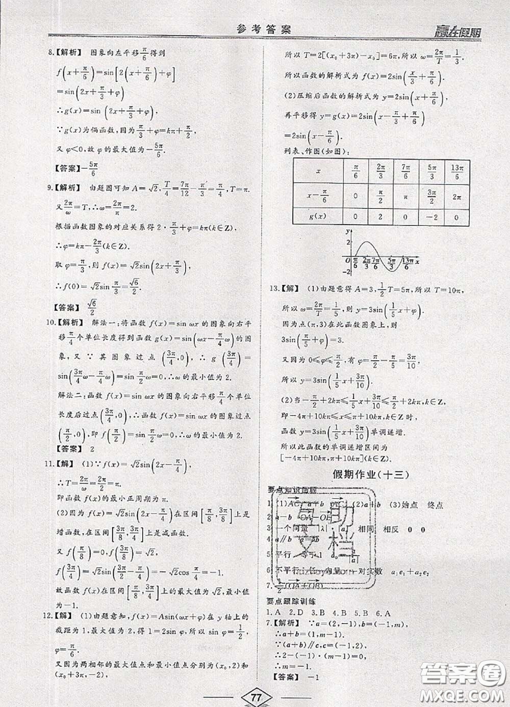 2020年學(xué)易優(yōu)一本通系列叢書(shū)贏(yíng)在假期暑假高一年級(jí)數(shù)學(xué)全一冊(cè)答案