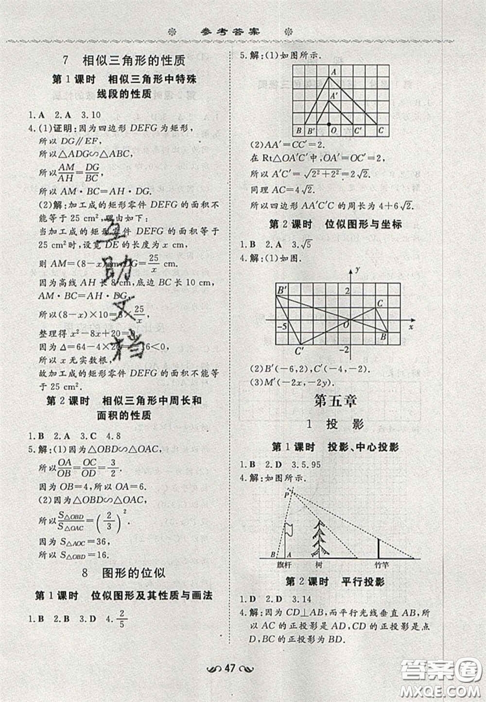 2020年初中同步學(xué)習(xí)導(dǎo)與練導(dǎo)學(xué)探究案九年級數(shù)學(xué)上冊北師大版答案