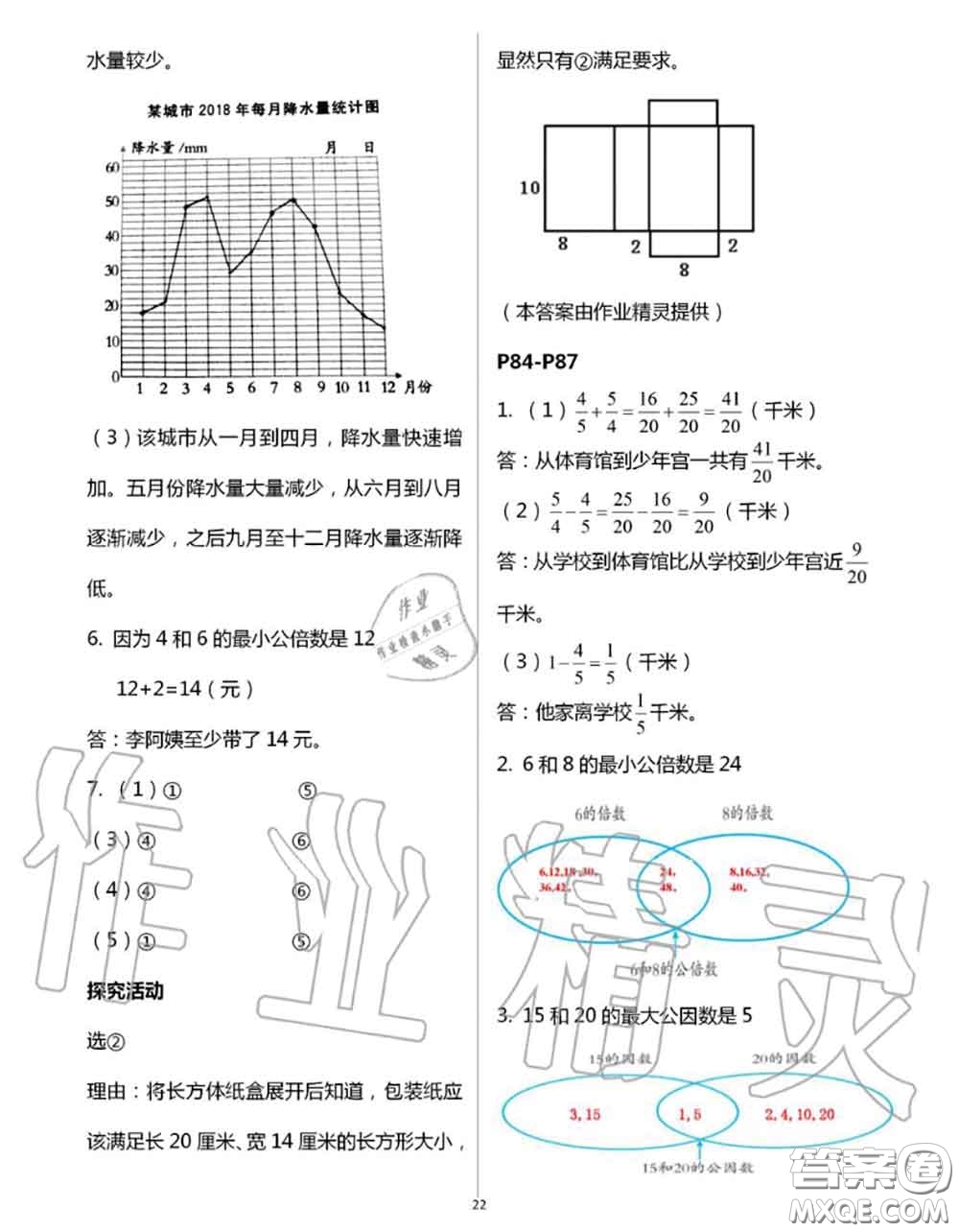 安徽少年兒童出版社2020年暑假作業(yè)五年級數(shù)學(xué)人教版參考答案