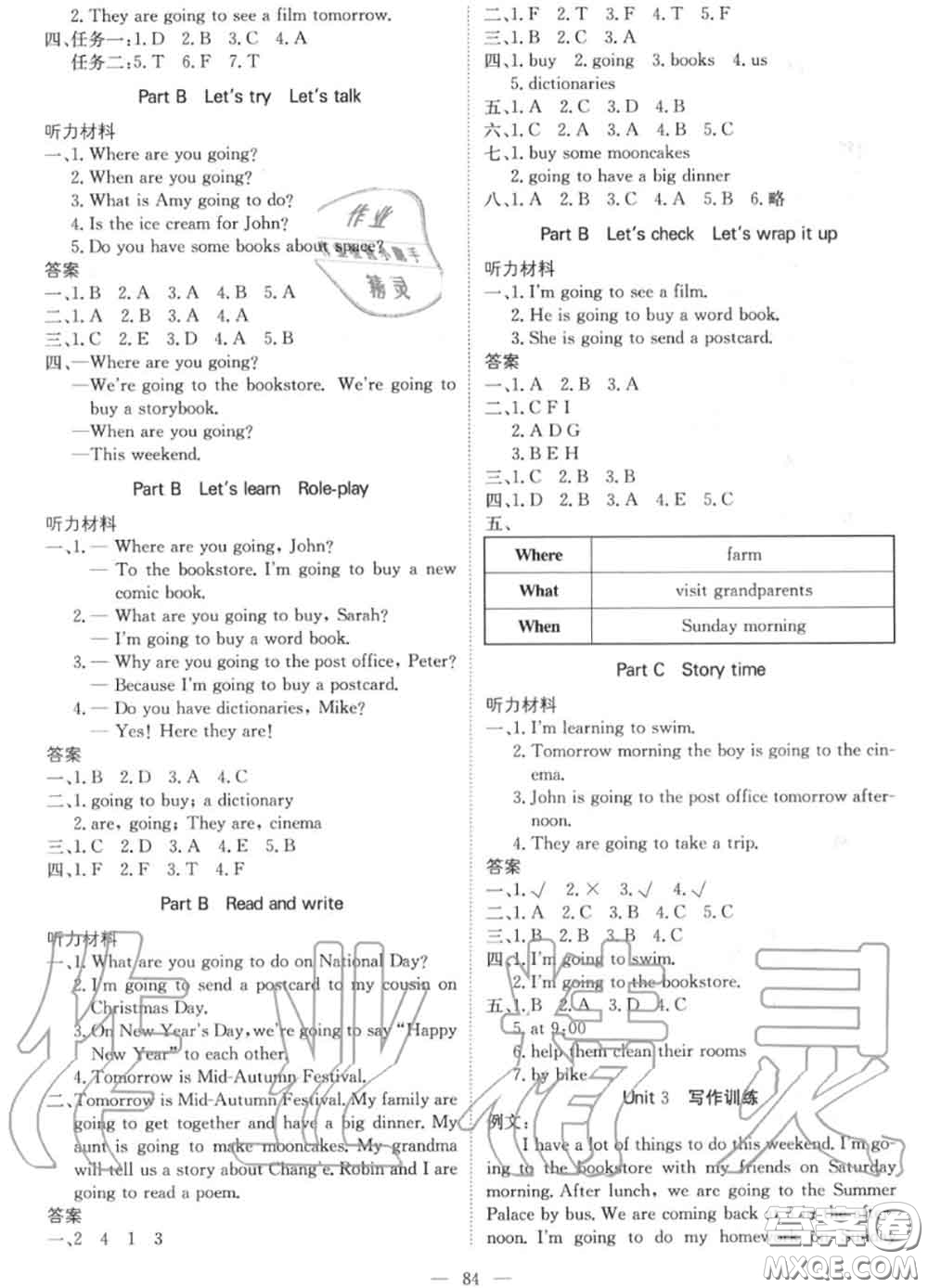 2020年秋1加1輕巧奪冠優(yōu)化訓練六年級英語上冊人教版參考答案