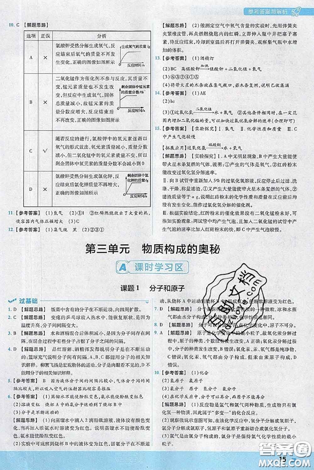 天星教育2020年秋一遍過初中化學(xué)九年級(jí)上冊(cè)人教版參考答案