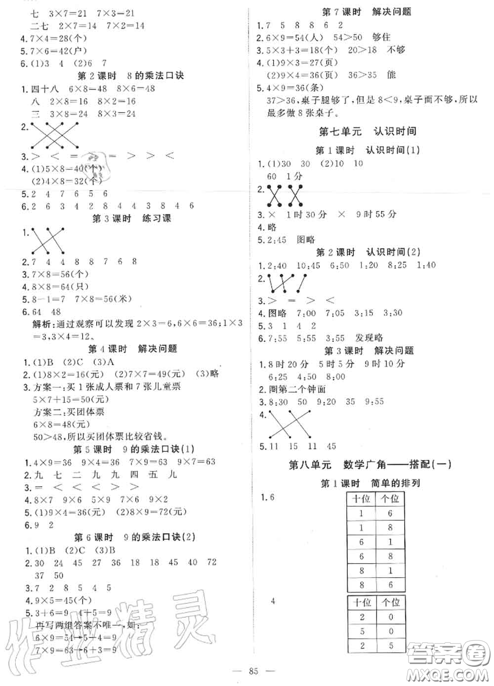 2020年秋1加1輕巧奪冠優(yōu)化訓(xùn)練二年級數(shù)學(xué)上冊人教版參考答案