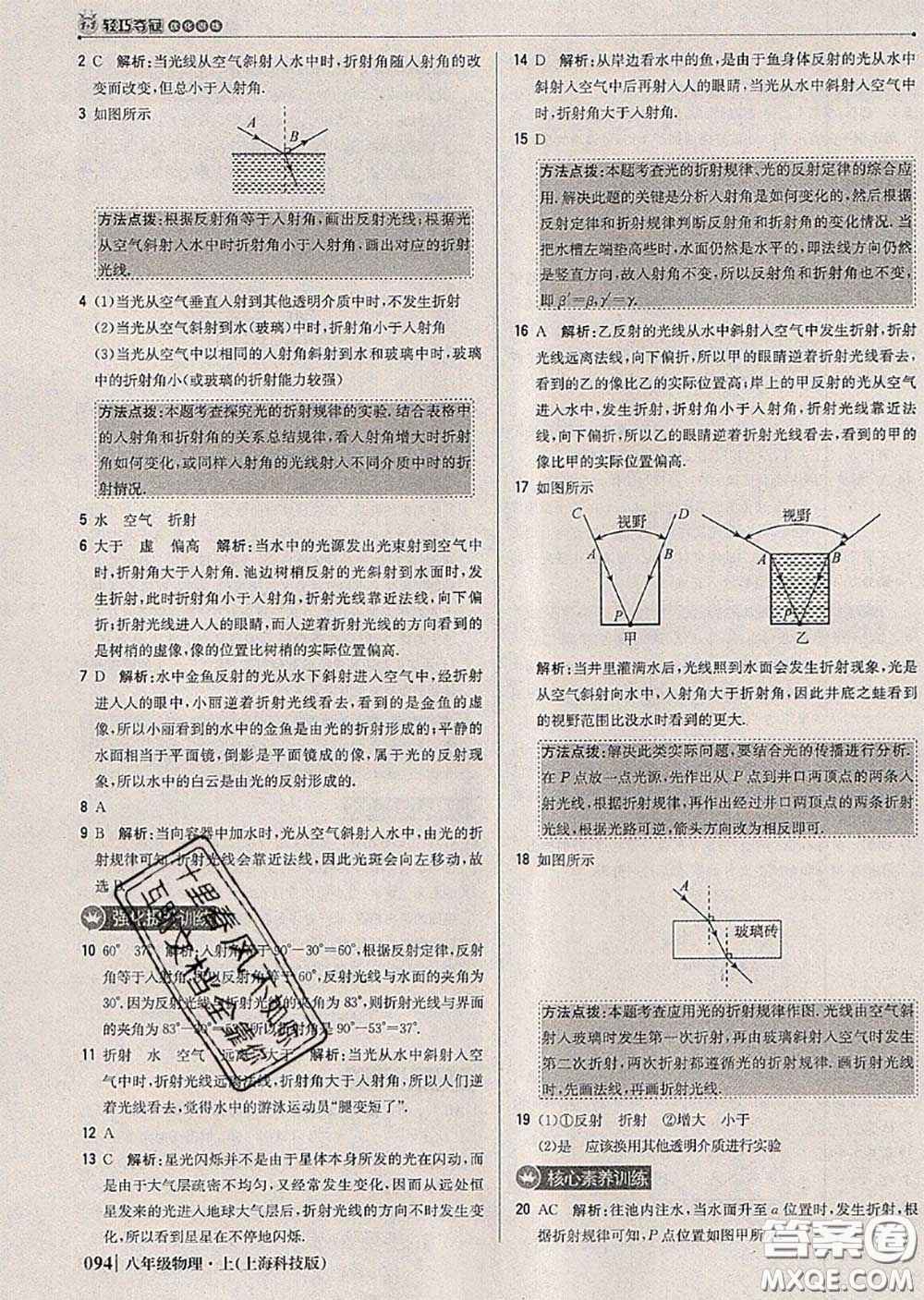 2020年秋1加1輕巧奪冠優(yōu)化訓(xùn)練八年級(jí)物理上冊(cè)滬科版參考答案