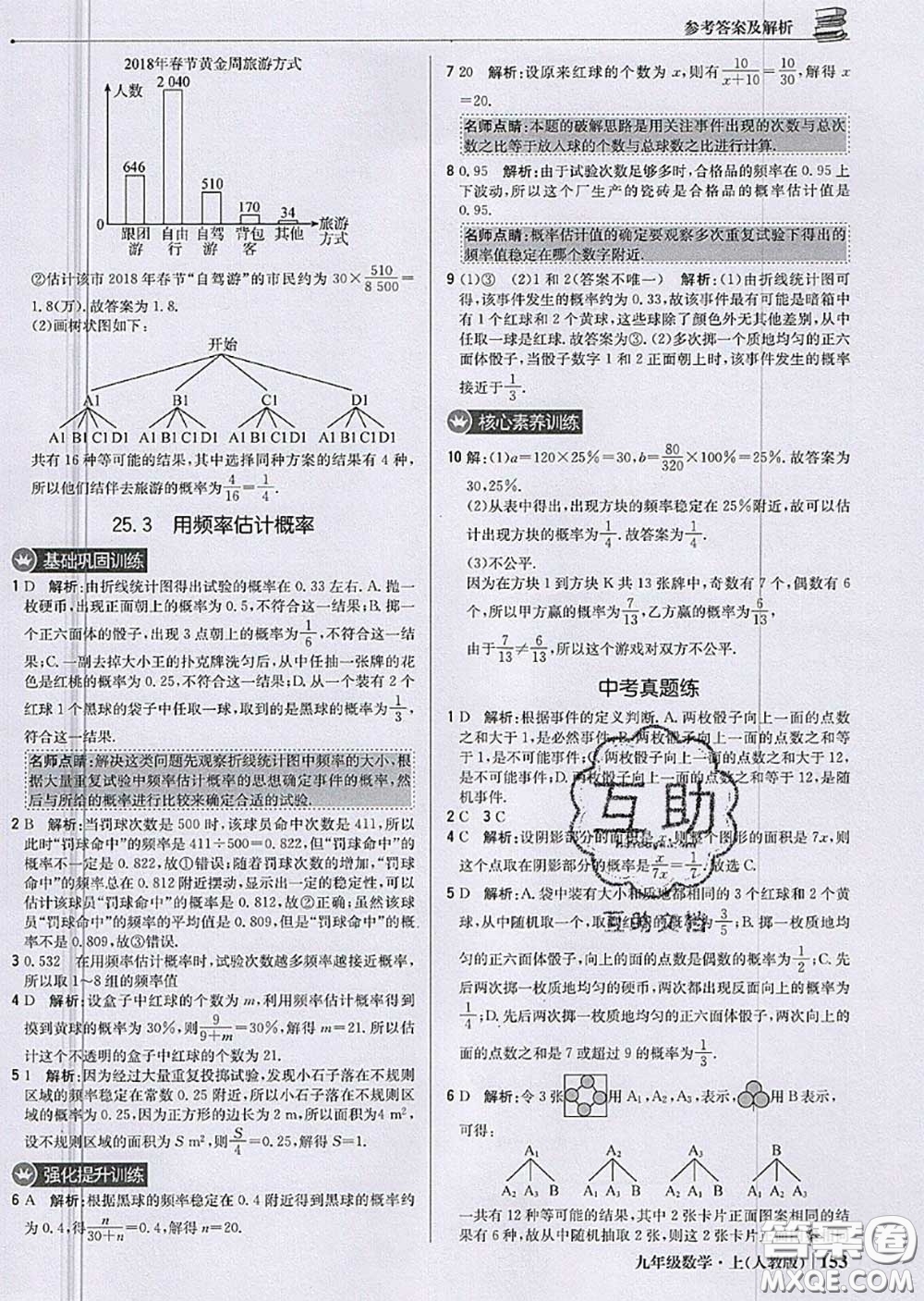 2020年秋1加1輕巧奪冠優(yōu)化訓(xùn)練九年級數(shù)學(xué)上冊人教版參考答案