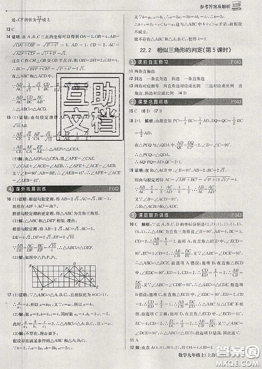 2020年秋1加1輕巧奪冠優(yōu)化訓(xùn)練九年級數(shù)學(xué)上冊滬科版參考答案