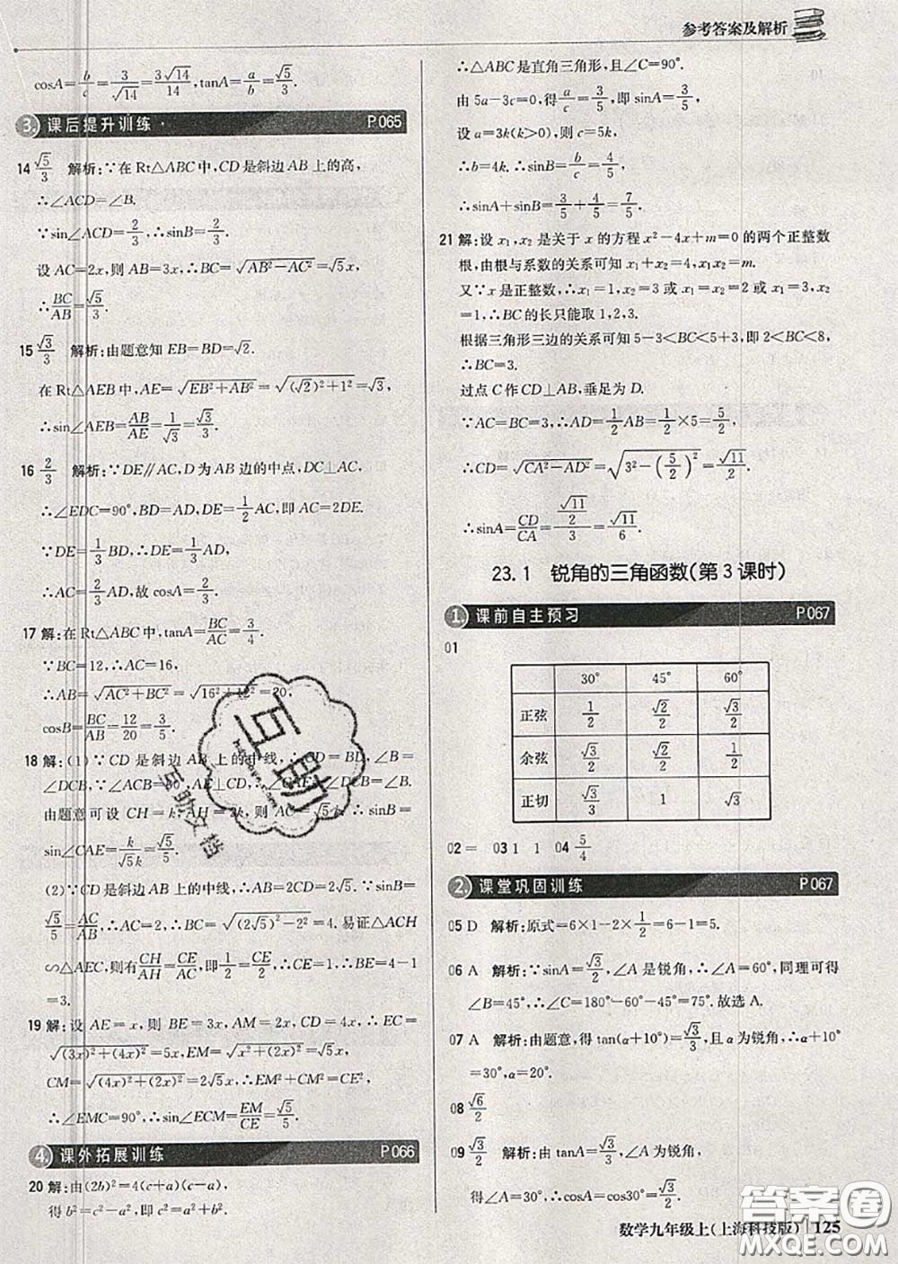 2020年秋1加1輕巧奪冠優(yōu)化訓(xùn)練九年級數(shù)學(xué)上冊滬科版參考答案