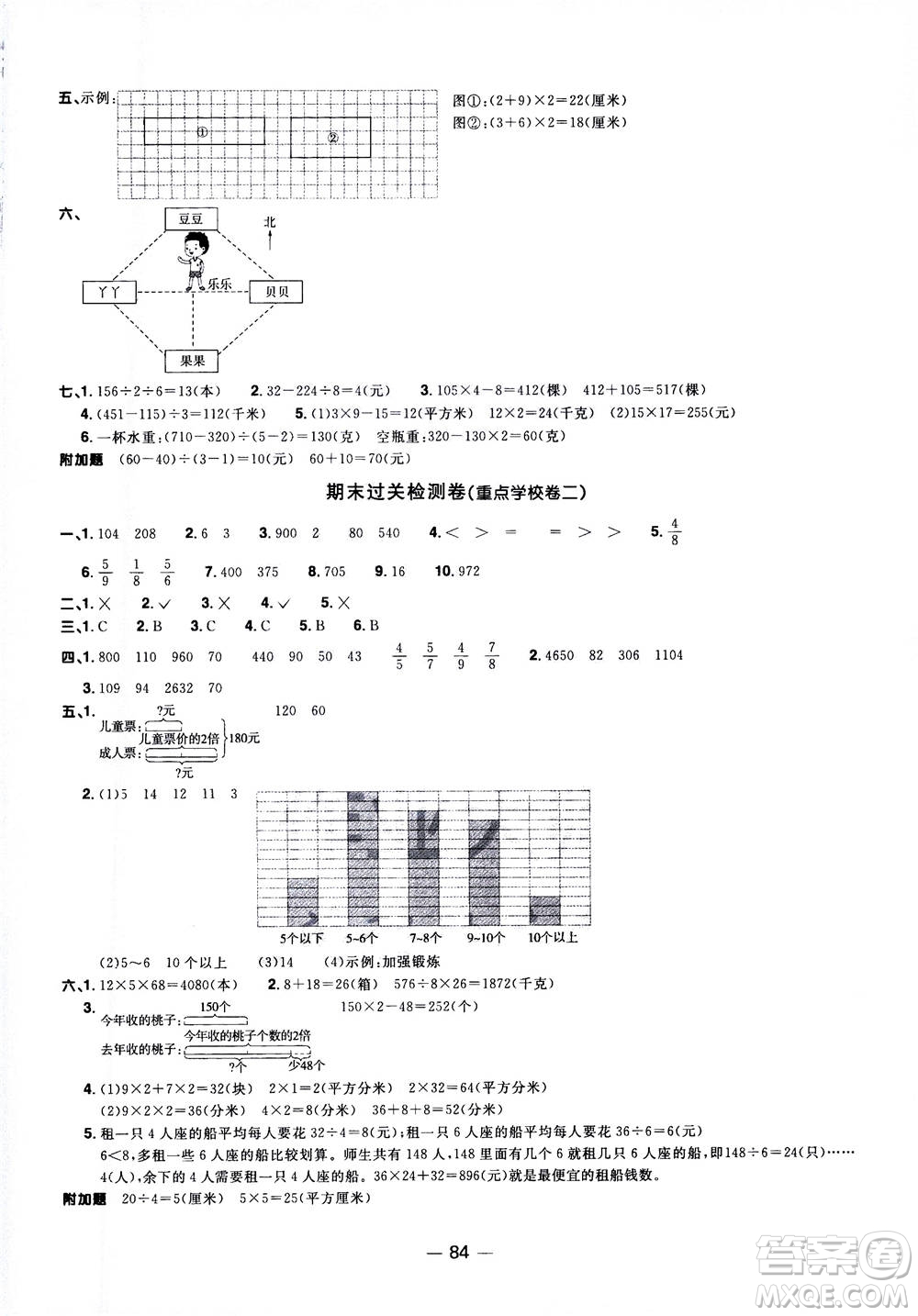 2020年陽光同學一線名師全優(yōu)好卷三年級上冊數(shù)學QD青島五四制答案