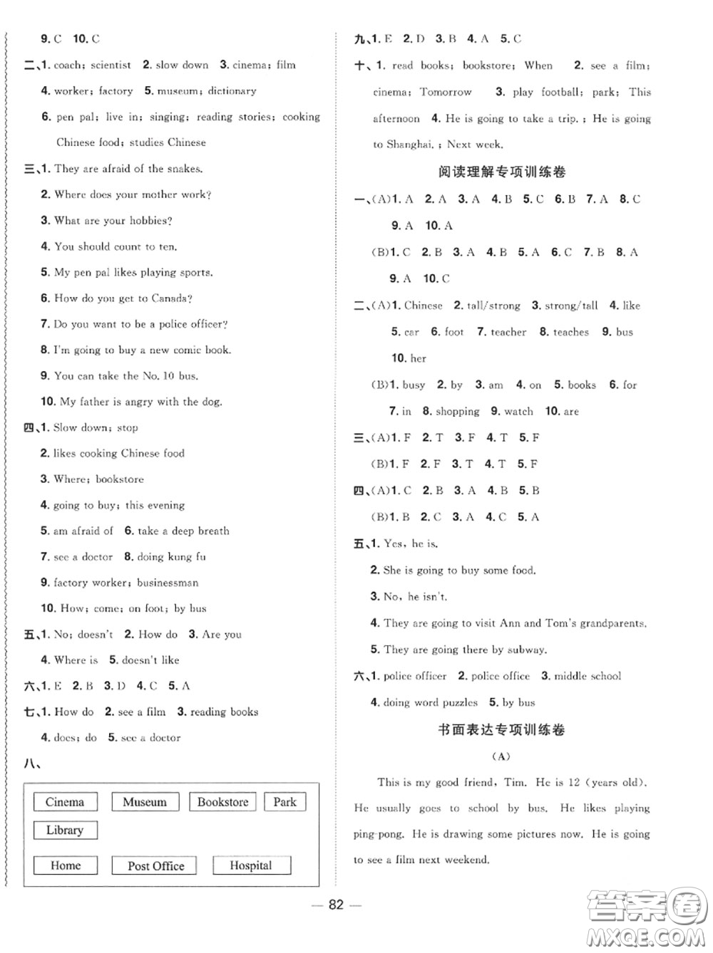 2020年秋陽(yáng)光同學(xué)一線名師全優(yōu)好卷六年級(jí)英語(yǔ)上冊(cè)人教版參考答案