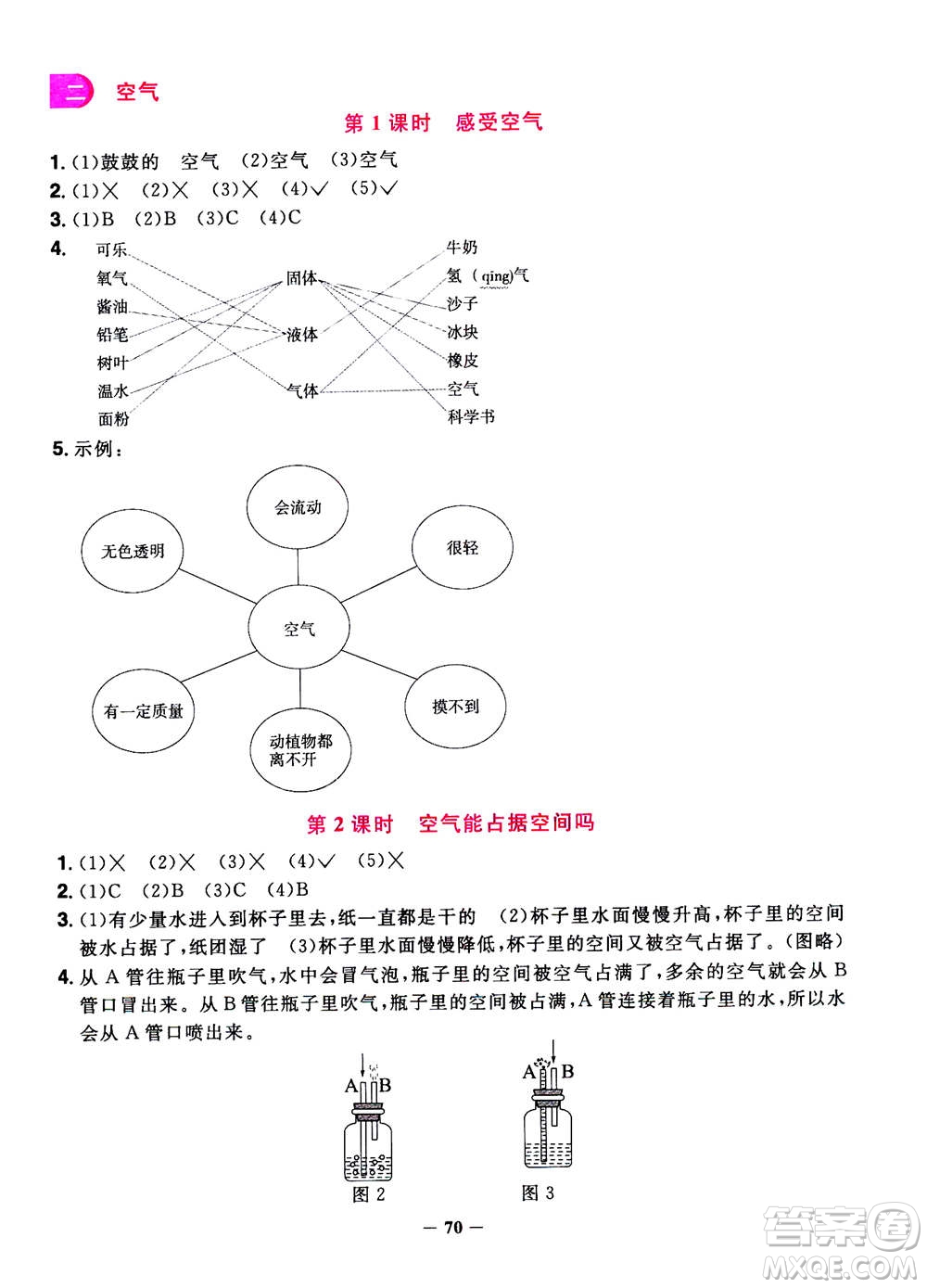 2020年陽光同學(xué)課時(shí)優(yōu)化作業(yè)科學(xué)三年級(jí)上冊(cè)JK教科版答案