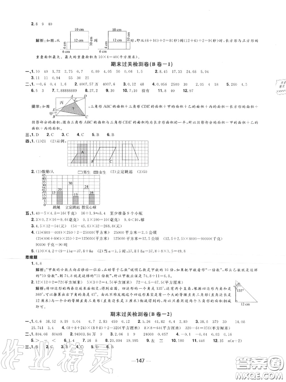 2020年秋陽光同學一線名師全優(yōu)好卷五年級數(shù)學上冊蘇教版參考答案