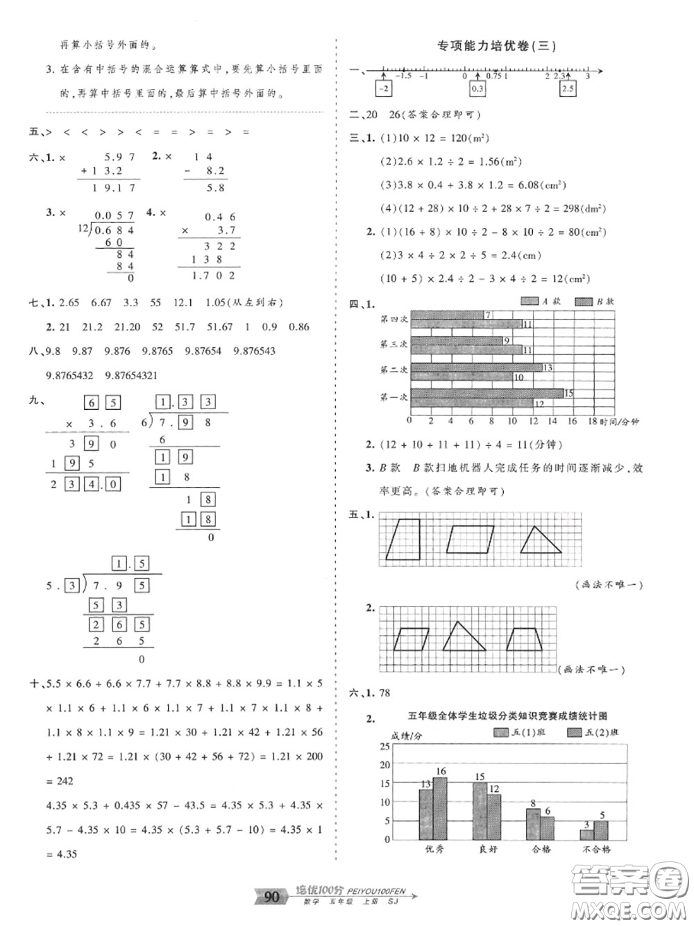 2020年秋王朝霞培優(yōu)100分五年級(jí)數(shù)學(xué)上冊(cè)蘇教版參考答案