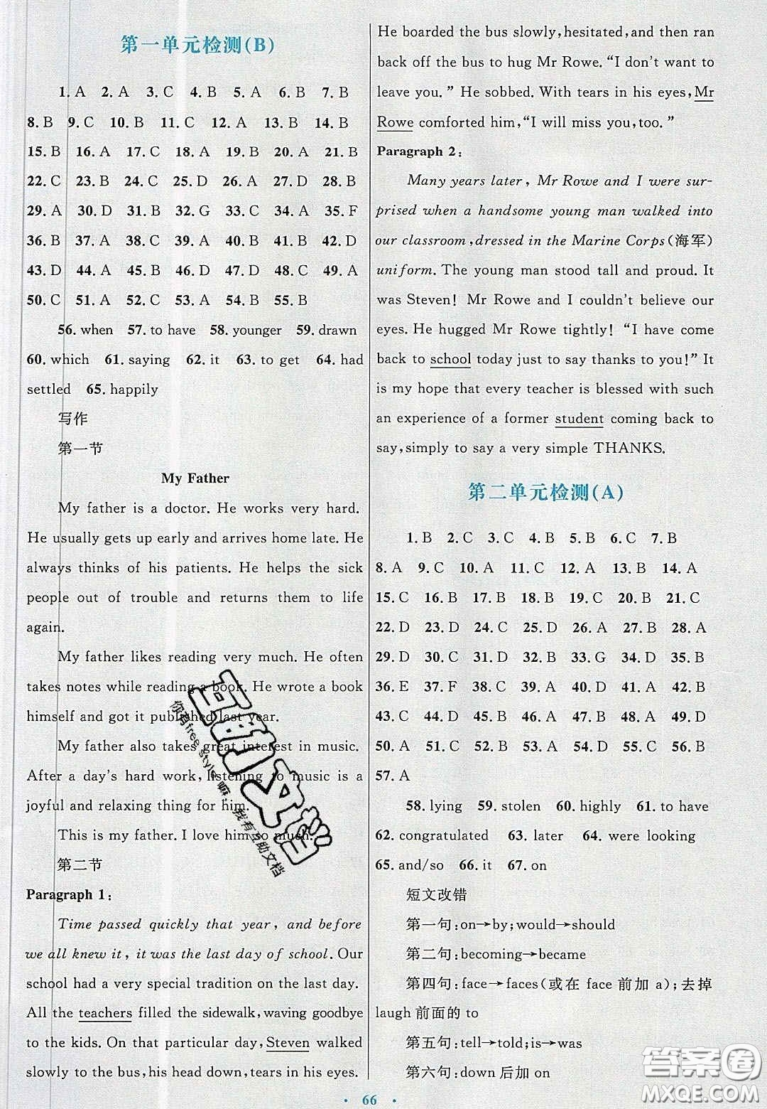 2020高中同步測(cè)控優(yōu)化設(shè)計(jì)英語(yǔ)必修4人教版答案