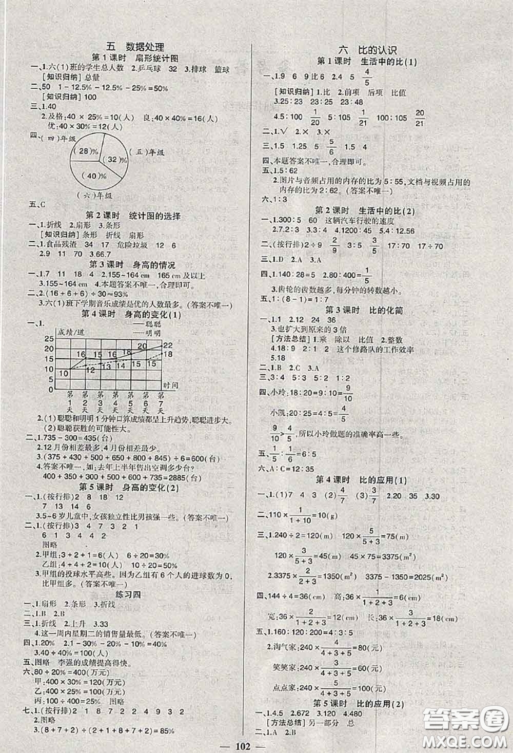 狀元成才路2020秋創(chuàng)優(yōu)作業(yè)100分導(dǎo)學(xué)案六年級數(shù)學(xué)上冊北師版答案