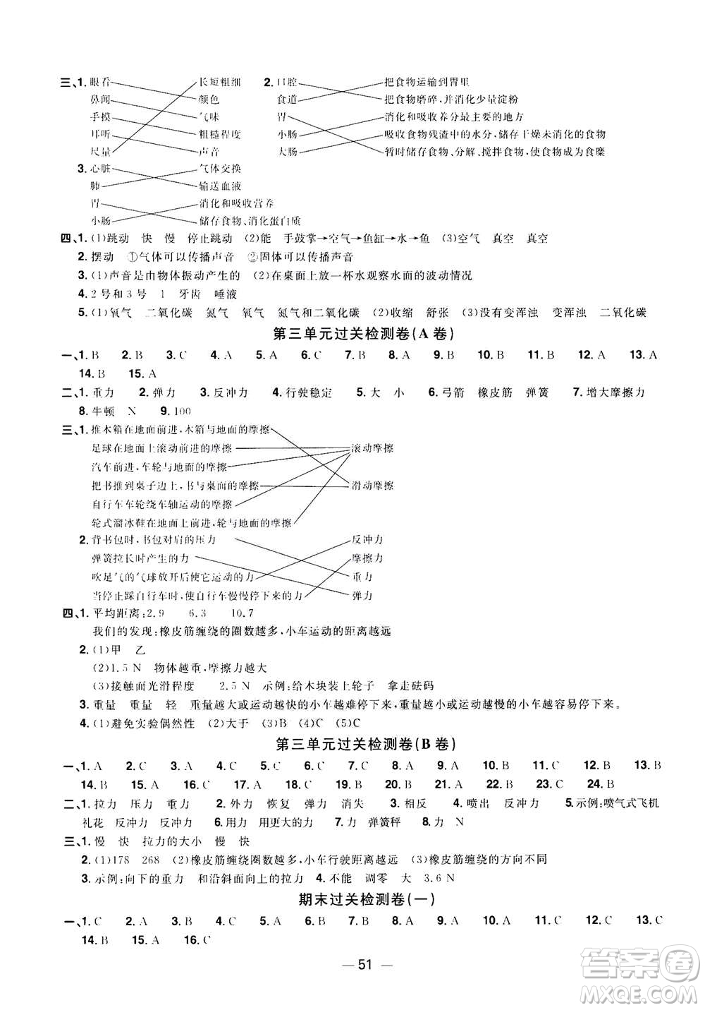 2020年陽(yáng)光同學(xué)一線名師全優(yōu)好卷四年級(jí)上冊(cè)科學(xué)JK教科版答案