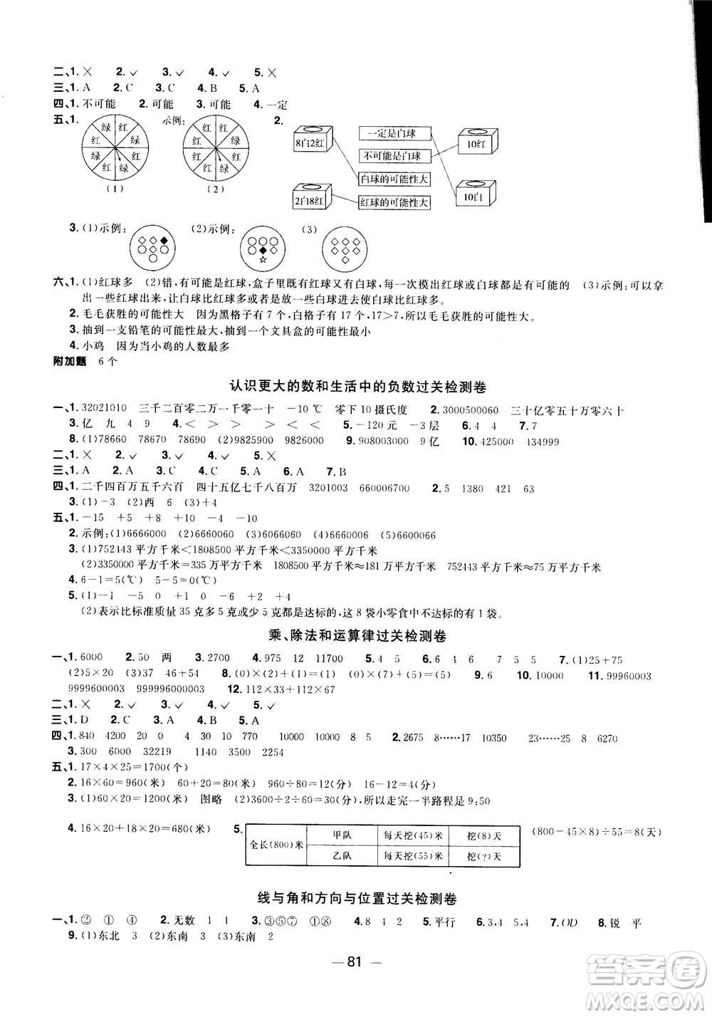 2020年陽光同學(xué)一線名師全優(yōu)好卷四年級上冊數(shù)學(xué)BS北師版答案