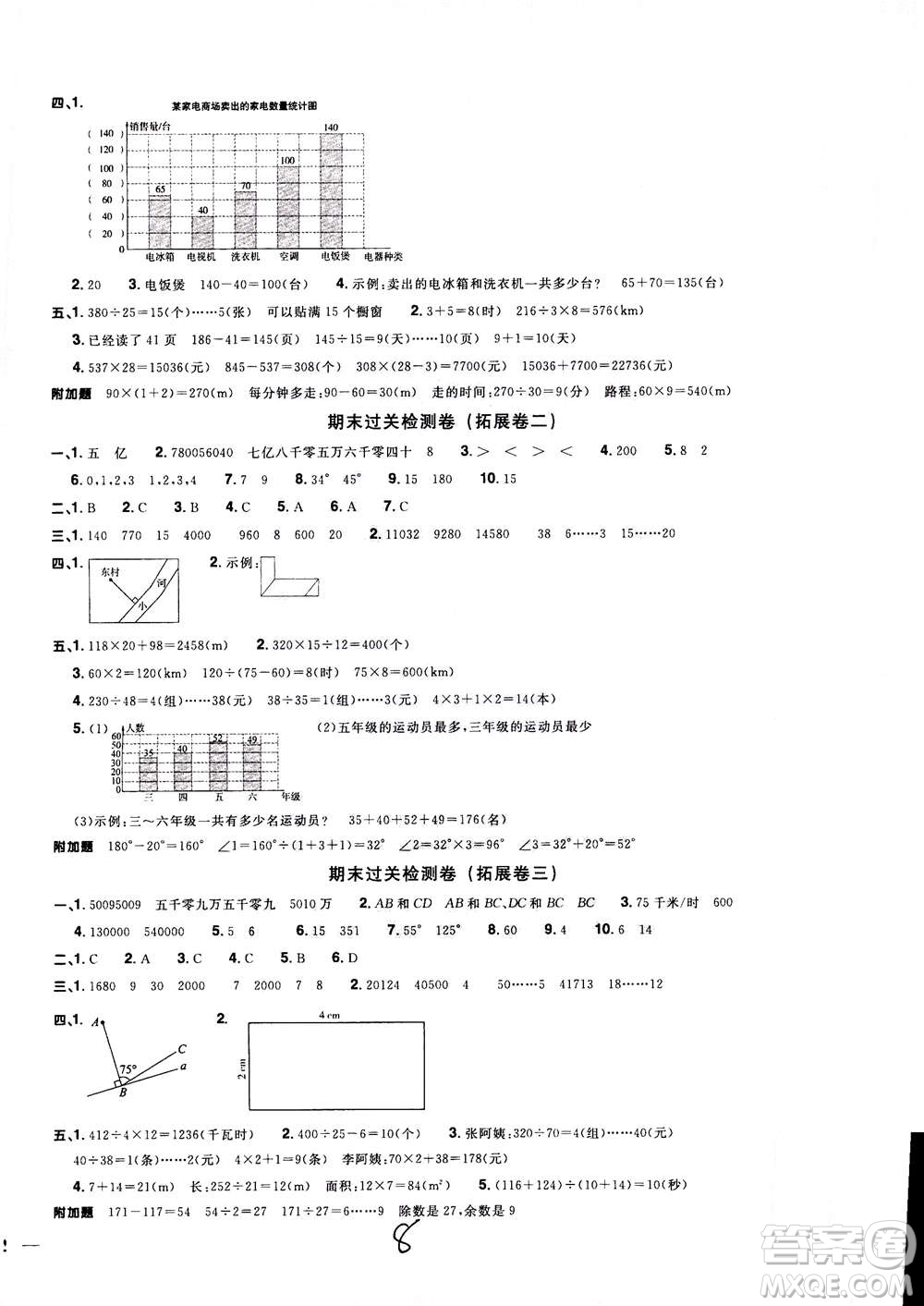 2020年陽(yáng)光同學(xué)全優(yōu)達(dá)標(biāo)好卷數(shù)學(xué)四年級(jí)上冊(cè)R人教版浙江專版答案