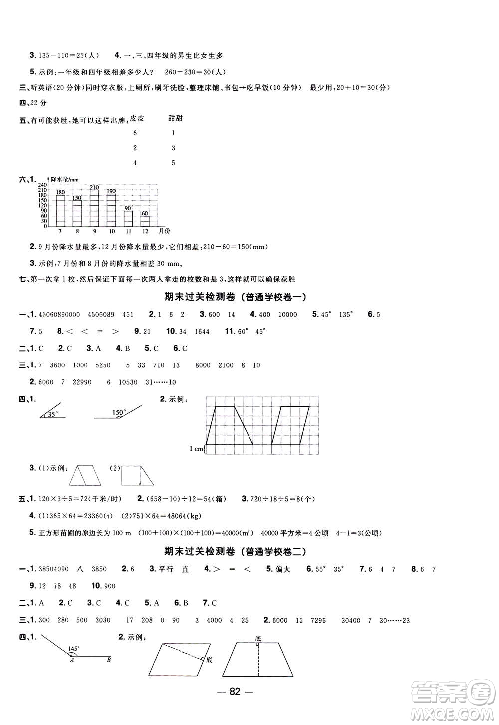 2020年陽光同學(xué)一線名師全優(yōu)好卷四年級(jí)上冊(cè)數(shù)學(xué)RJ人教版廣東專版答案