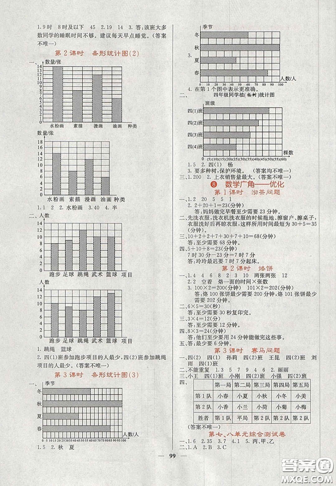 2020課堂點睛四年級數(shù)學(xué)上冊人教版答案