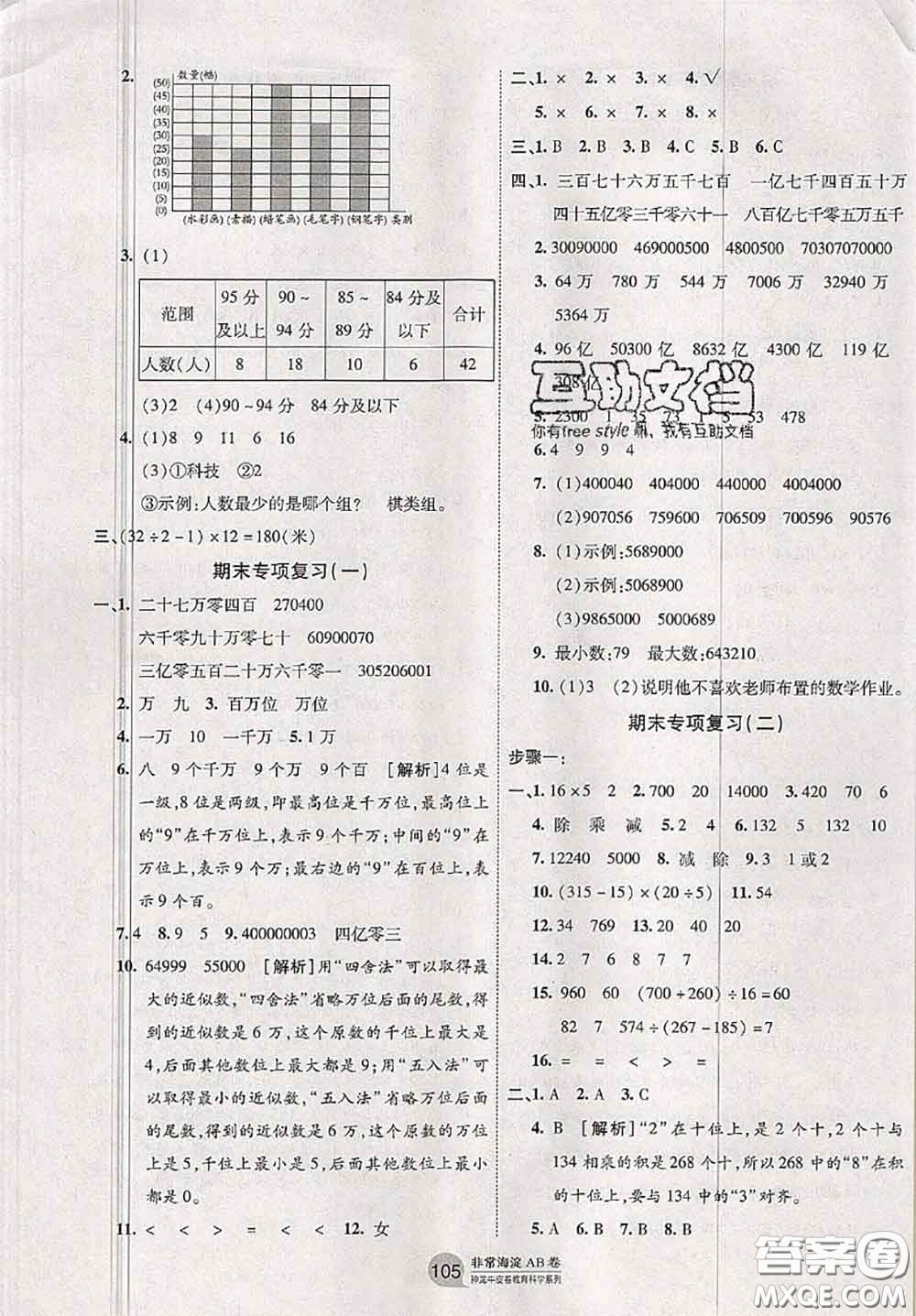 2020秋非常海淀單元測試AB卷四年級數(shù)學(xué)上冊青島版答案