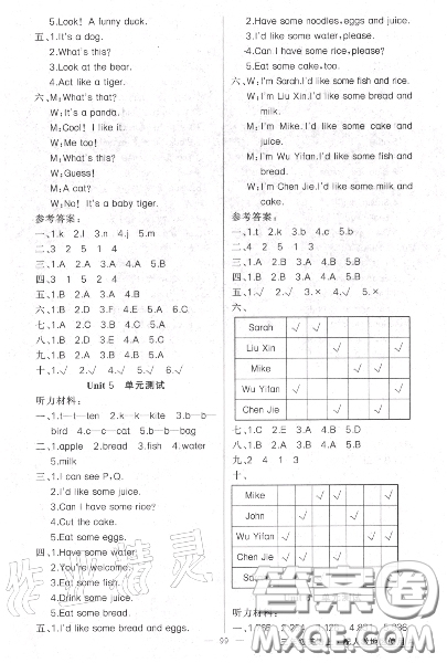 黃岡金牌之路2020秋練闖考三年級英語上冊人教版參考答案