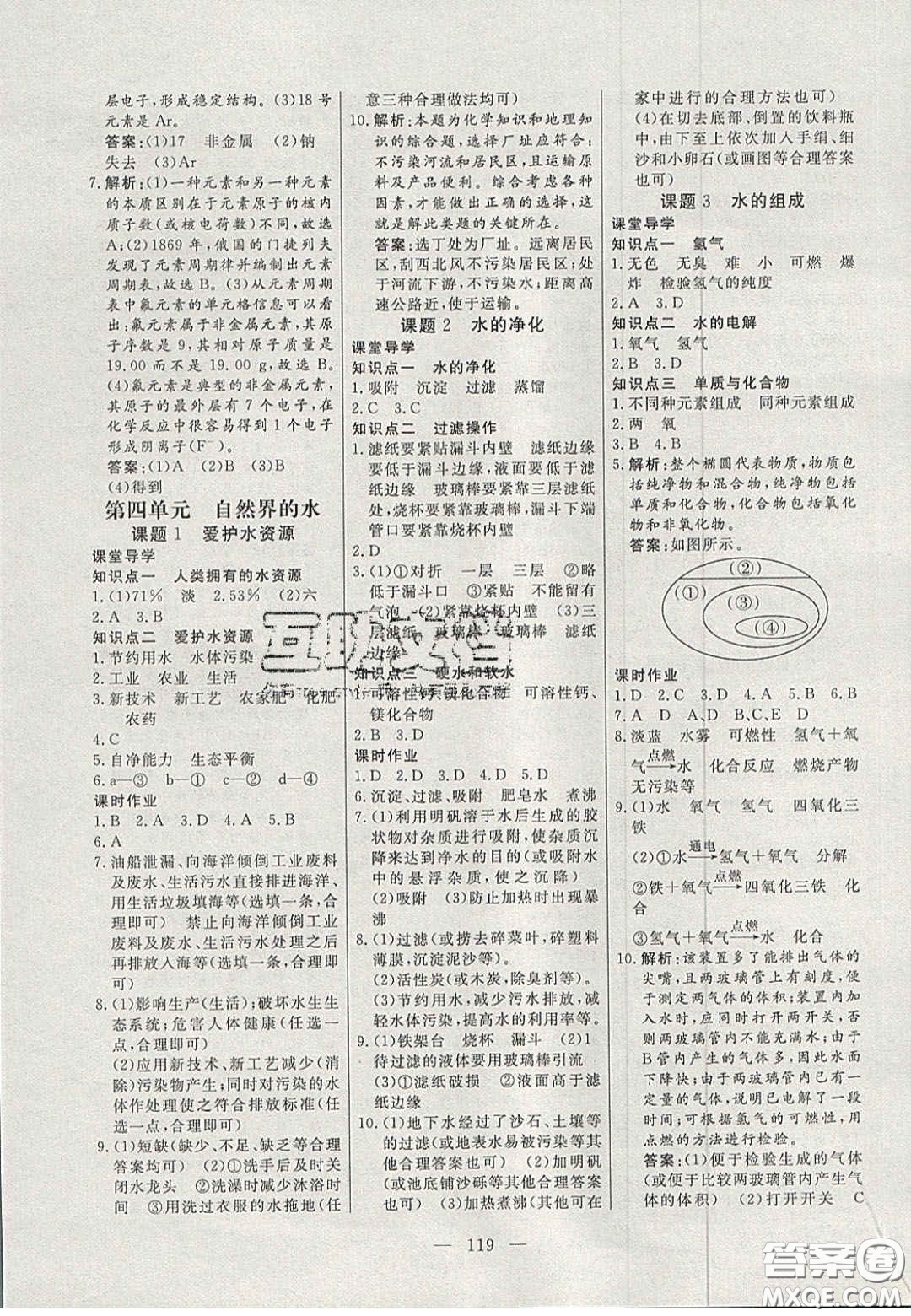 吉林大學(xué)出版社2020年自主訓(xùn)練九年級化學(xué)上冊人教版答案