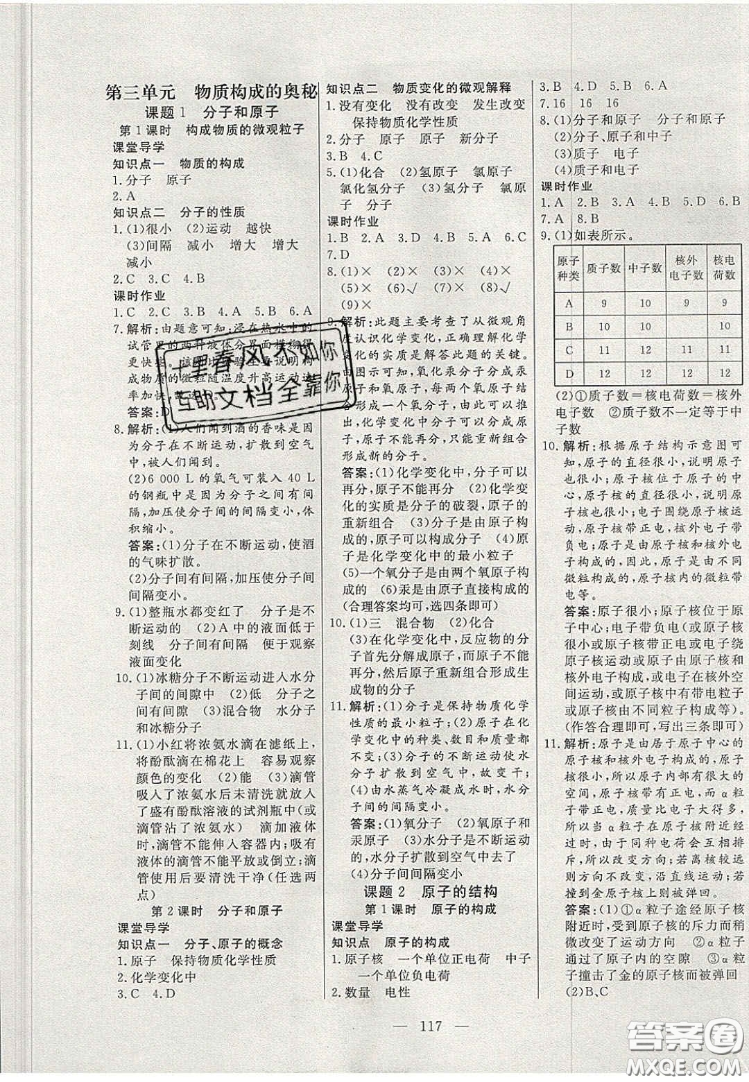 吉林大學(xué)出版社2020年自主訓(xùn)練九年級化學(xué)上冊人教版答案