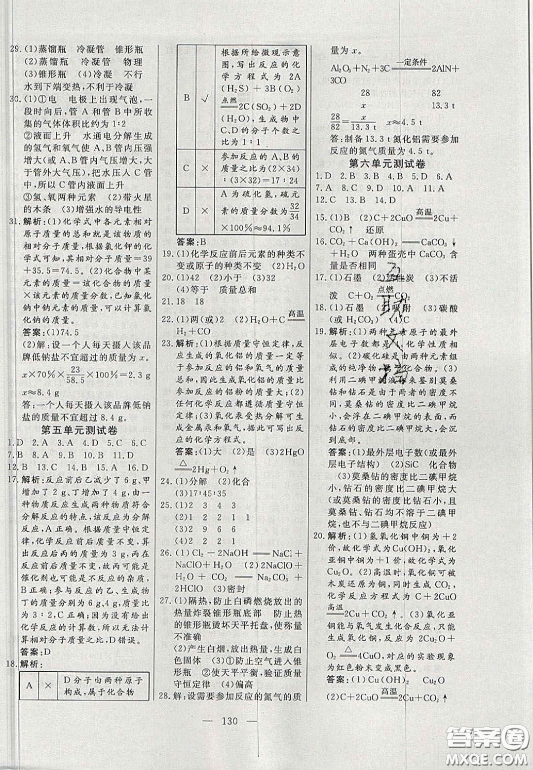 吉林大學(xué)出版社2020年自主訓(xùn)練九年級化學(xué)上冊人教版答案