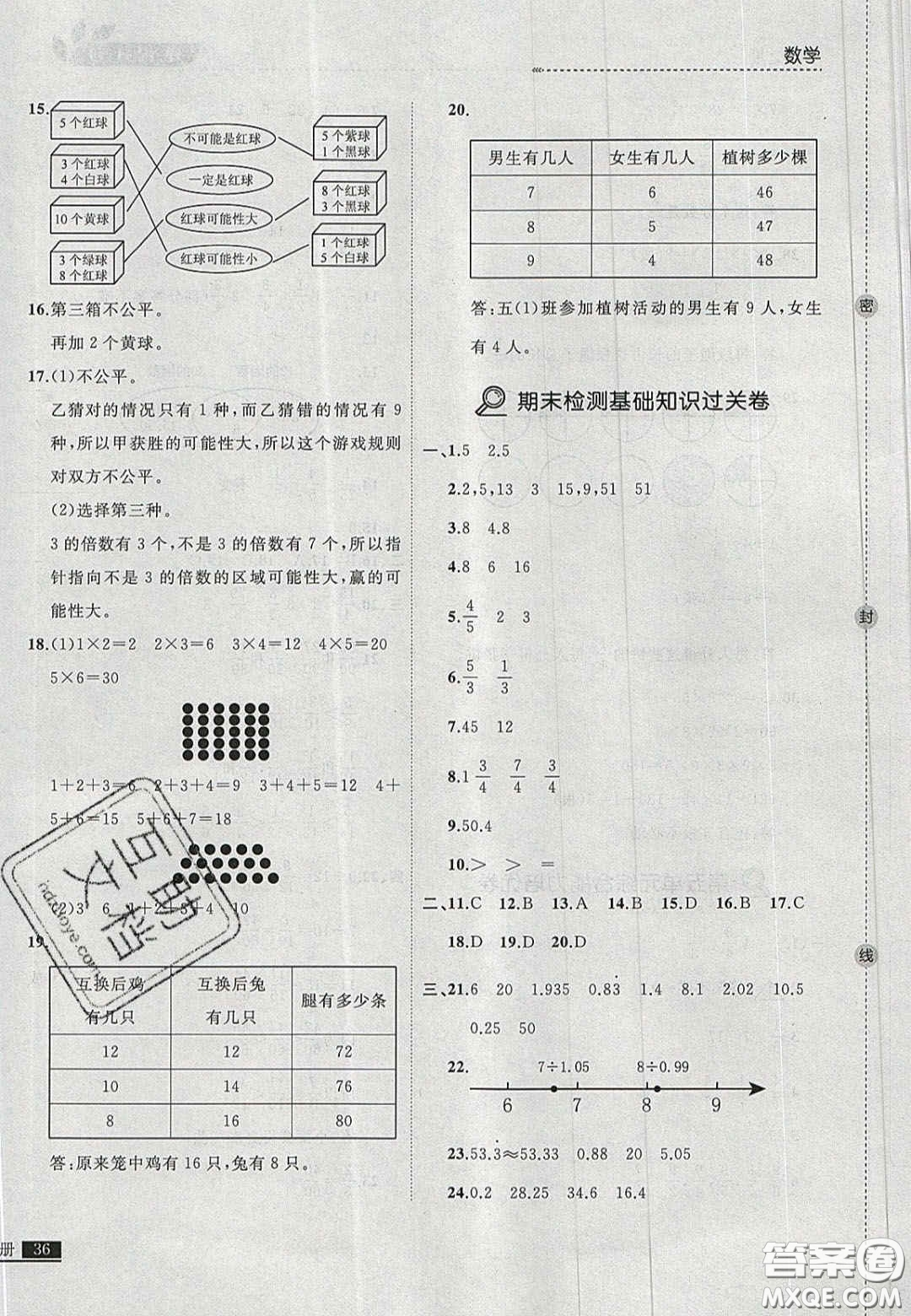 2020年學(xué)習(xí)之星培優(yōu)計(jì)劃五年級(jí)數(shù)學(xué)上冊(cè)北師大版答案