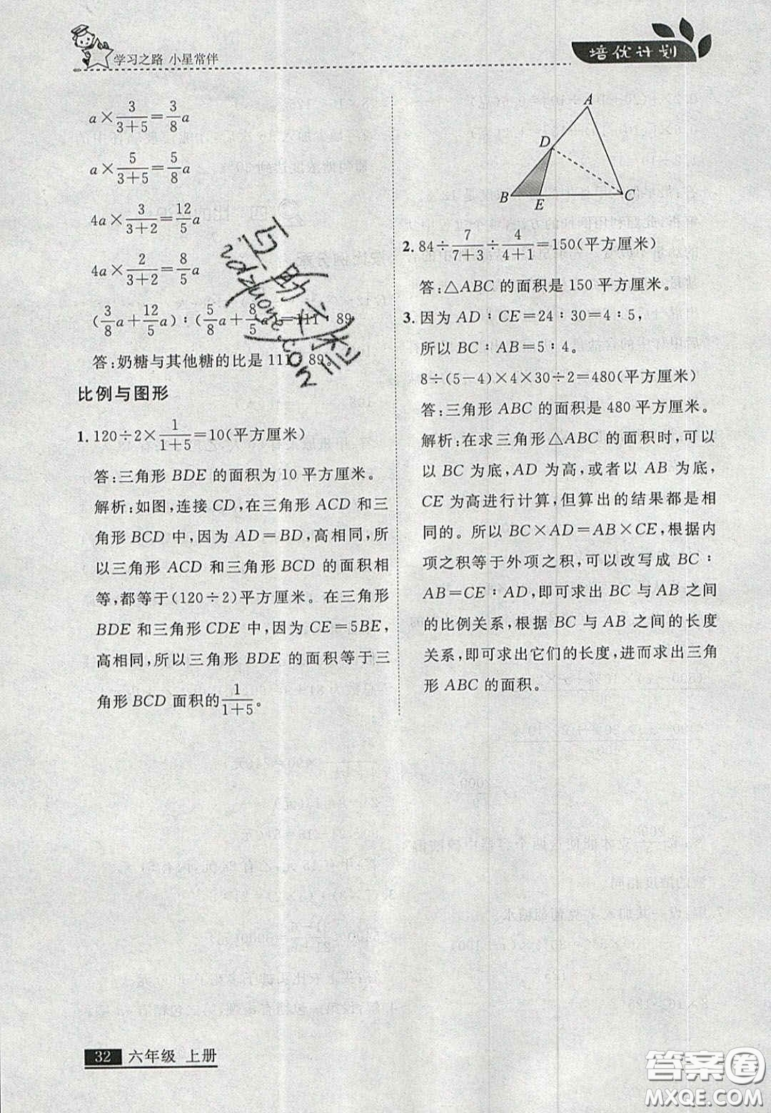 2020年學(xué)習(xí)之星培優(yōu)計劃六年級數(shù)學(xué)上冊北師大版答案