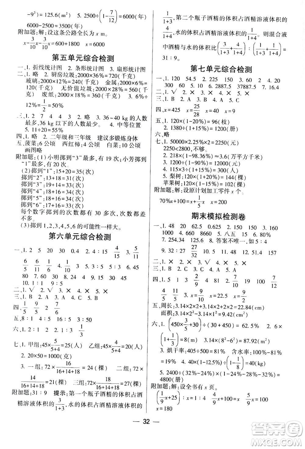 河海大學(xué)出版社2020年棒棒堂同步練習(xí)加單元測評數(shù)學(xué)六年級上冊BS北師版答案